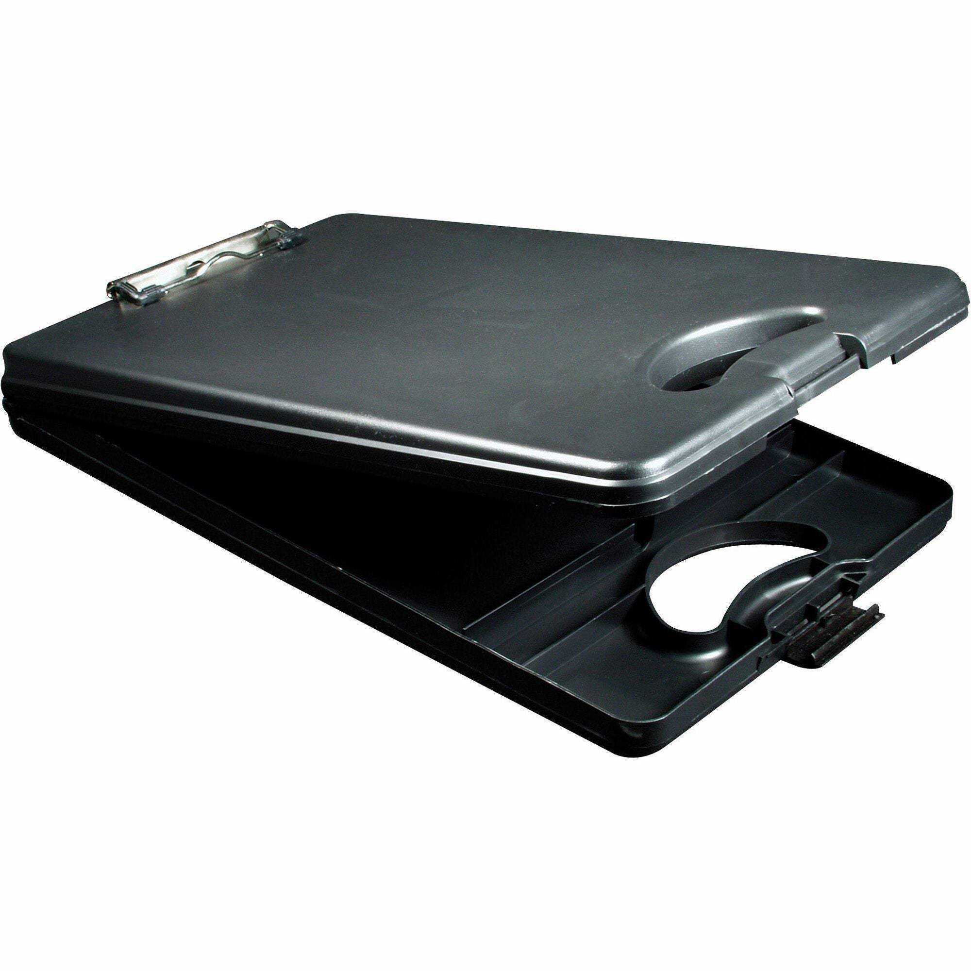 Saunders Deskmate II Portable Desktop - 0.50" Clip Capacity - Storage for Stationary - Bottom Opening - 10" x 16" - Polypropylene - Black - 1 Each -