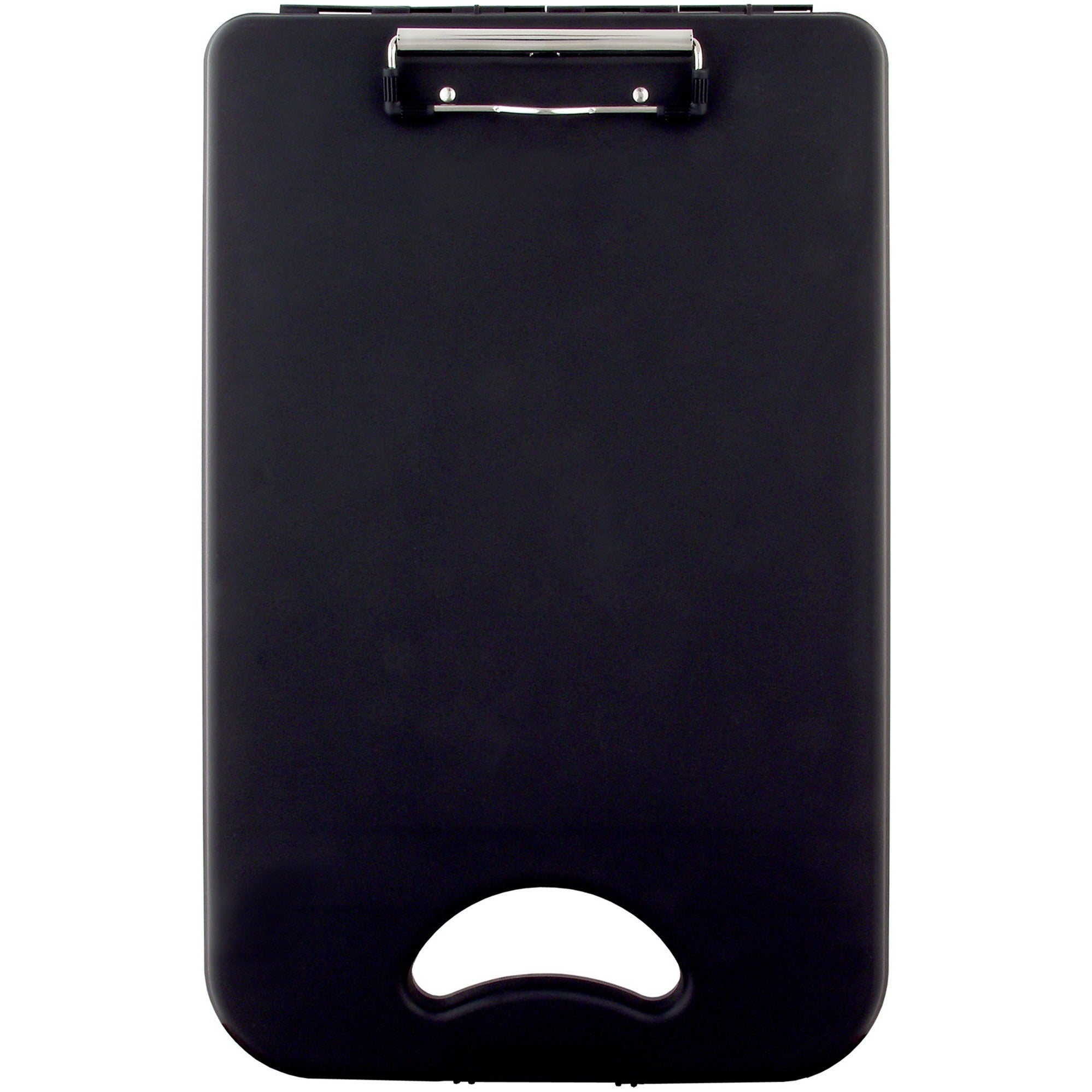 Saunders Deskmate II Portable Desktop - 0.50" Clip Capacity - Storage for Stationary - Bottom Opening - 10" x 16" - Polypropylene - Black - 1 Each -