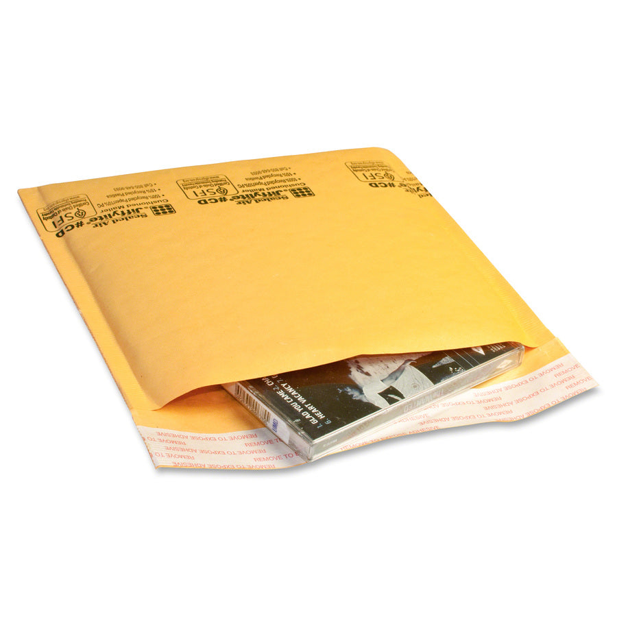 Sealed Air Jiffylite CD/DVD Mailers - CD/DVD - 7 1/4" Width x 8" Length - Peel & Seal - Kraft - 25 / Carton - Satin Gold -