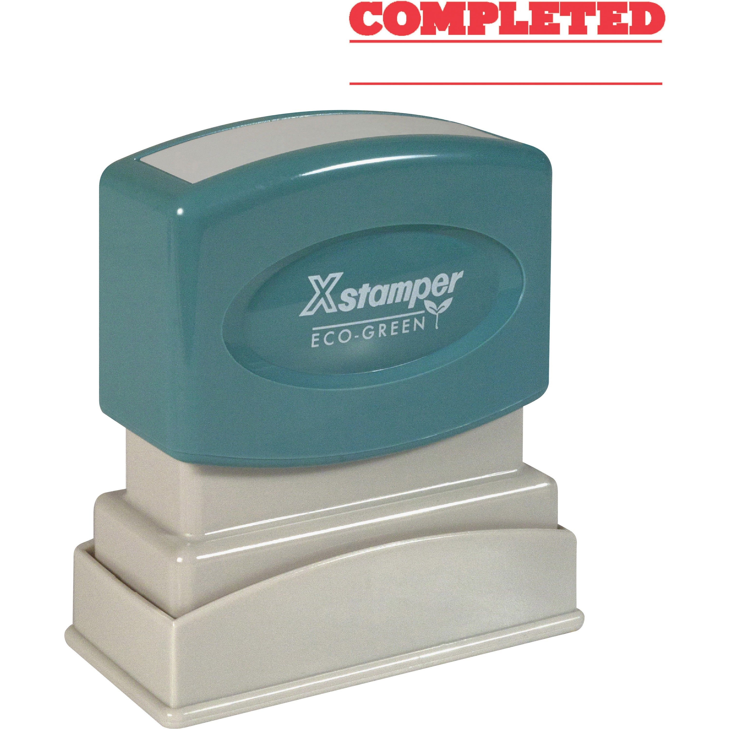 Xstamper COMPLETED Stamp - Message Stamp - "COMPLETED" - 0.50" Impression Width x 1.63" Impression Length - 100000 Impression(s) - Red - Recycled - 1 Each -