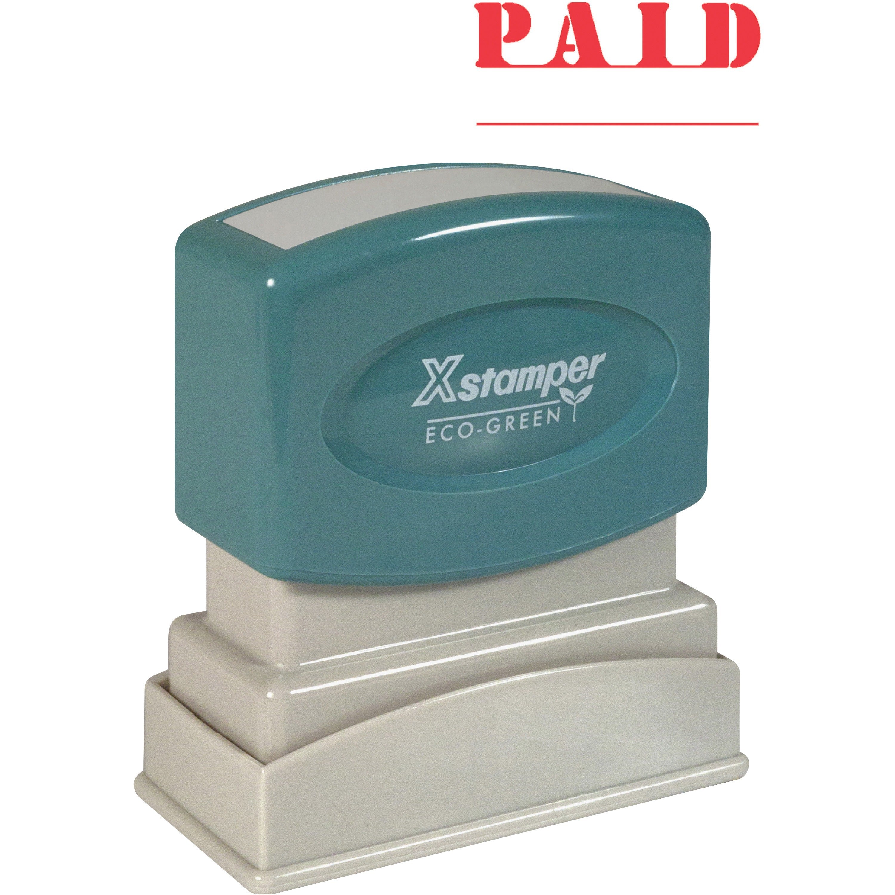 Xstamper PAID Title Stamp - Message Stamp - "PAID" - 0.50" Impression Width x 1.62" Impression Length - 100000 Impression(s) - Red - Recycled - 1 Each -