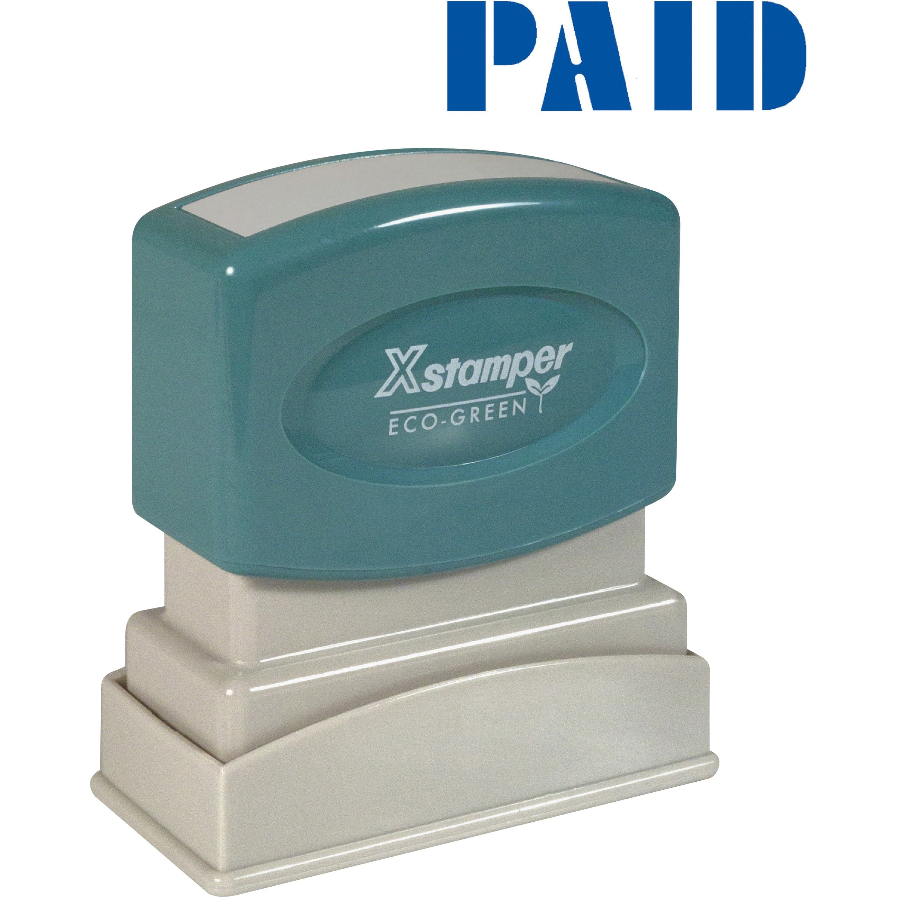 Xstamper Blue PAID Title Stamp - Message Stamp - "PAID" - 0.50" Impression Width x 1.62" Impression Length - 100000 Impression(s) - Blue - Recycled - 1 Each -