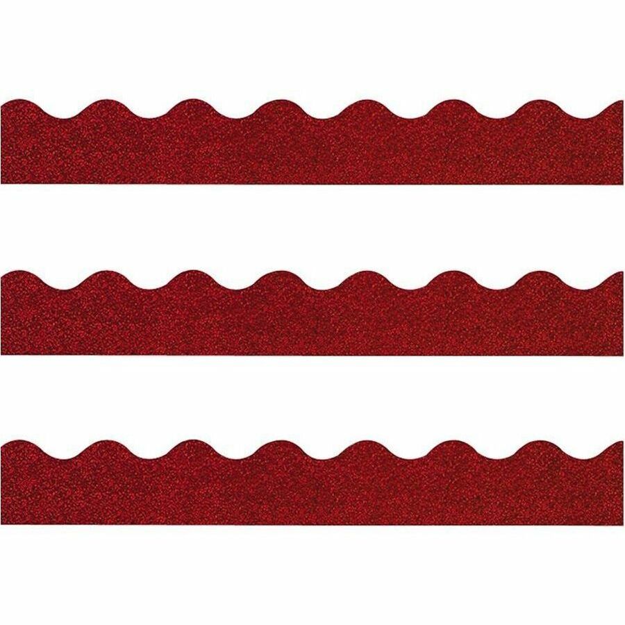 Trend Sparkle Board Trimmers - Rectangle Topped With Waves Shape - Pin-up - 0.10" Height x 2.25" Width x 390" Length - Red - Paper - 1 / Each -