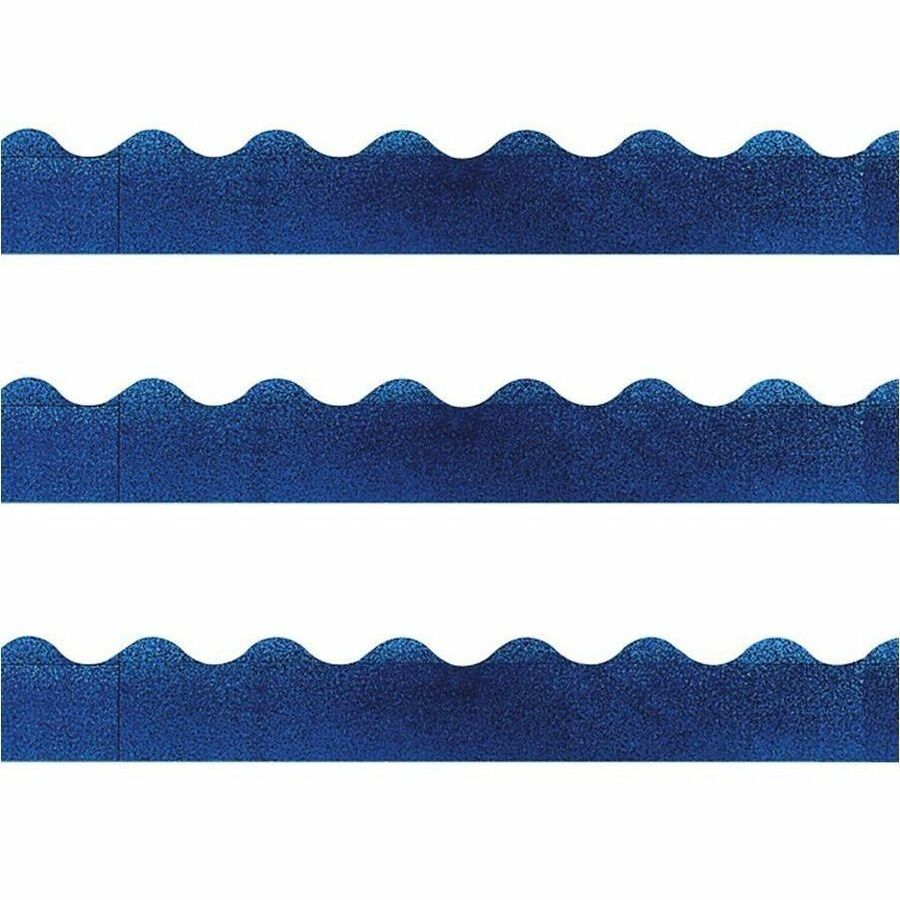 Trend Sparkle Board Trimmers - Rectangle Topped With Waves Shape - Pin-up - 0.10" Height x 2.25" Width x 390" Length - Blue - Paper - 1 / Each -