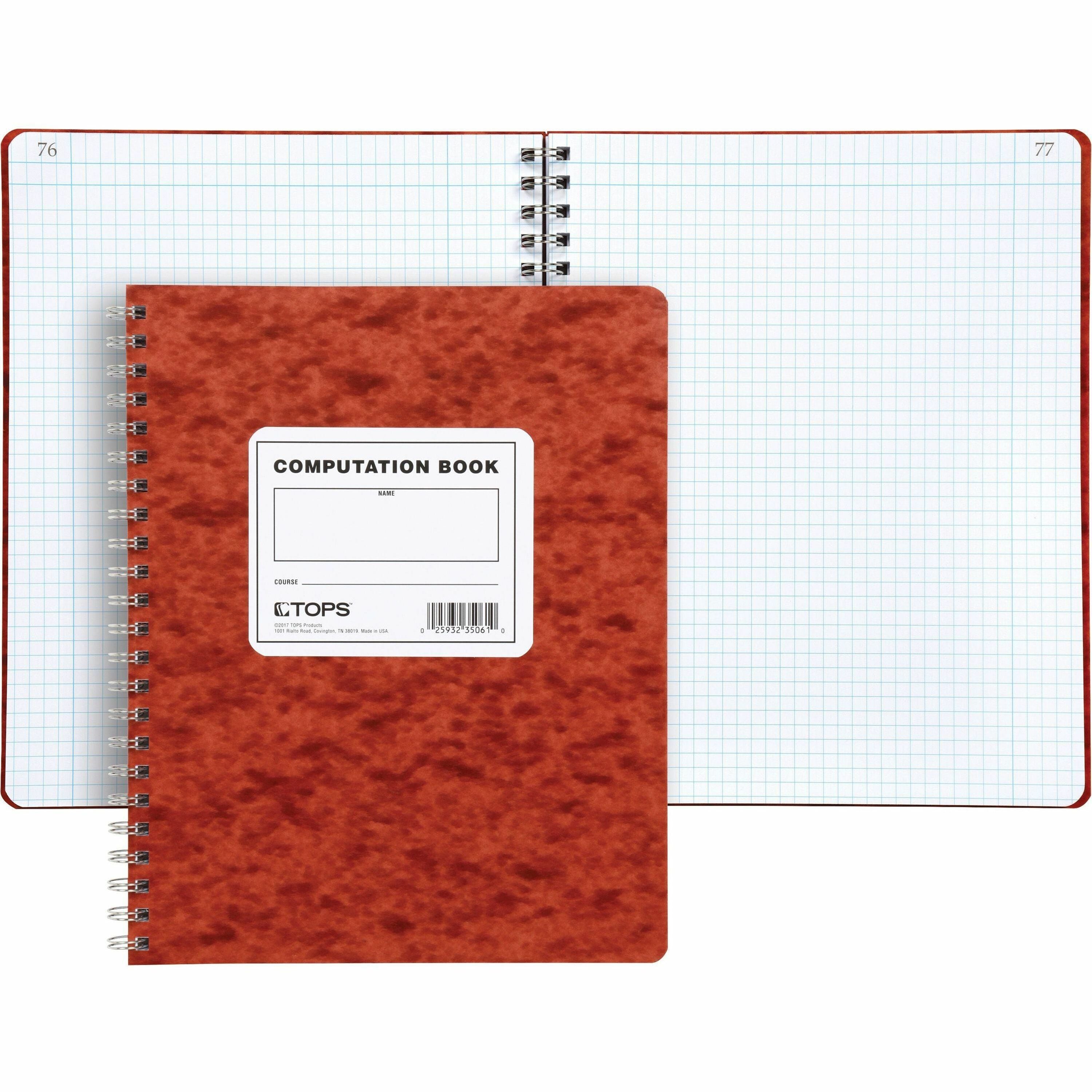 TOPS Engineer's Research & Computation Book - 76 Sheets - Wire Bound - 9 1/2" x 11 3/4" - Ivory Paper - Red Cover - Numbered, Heavyweight - 1 Each -