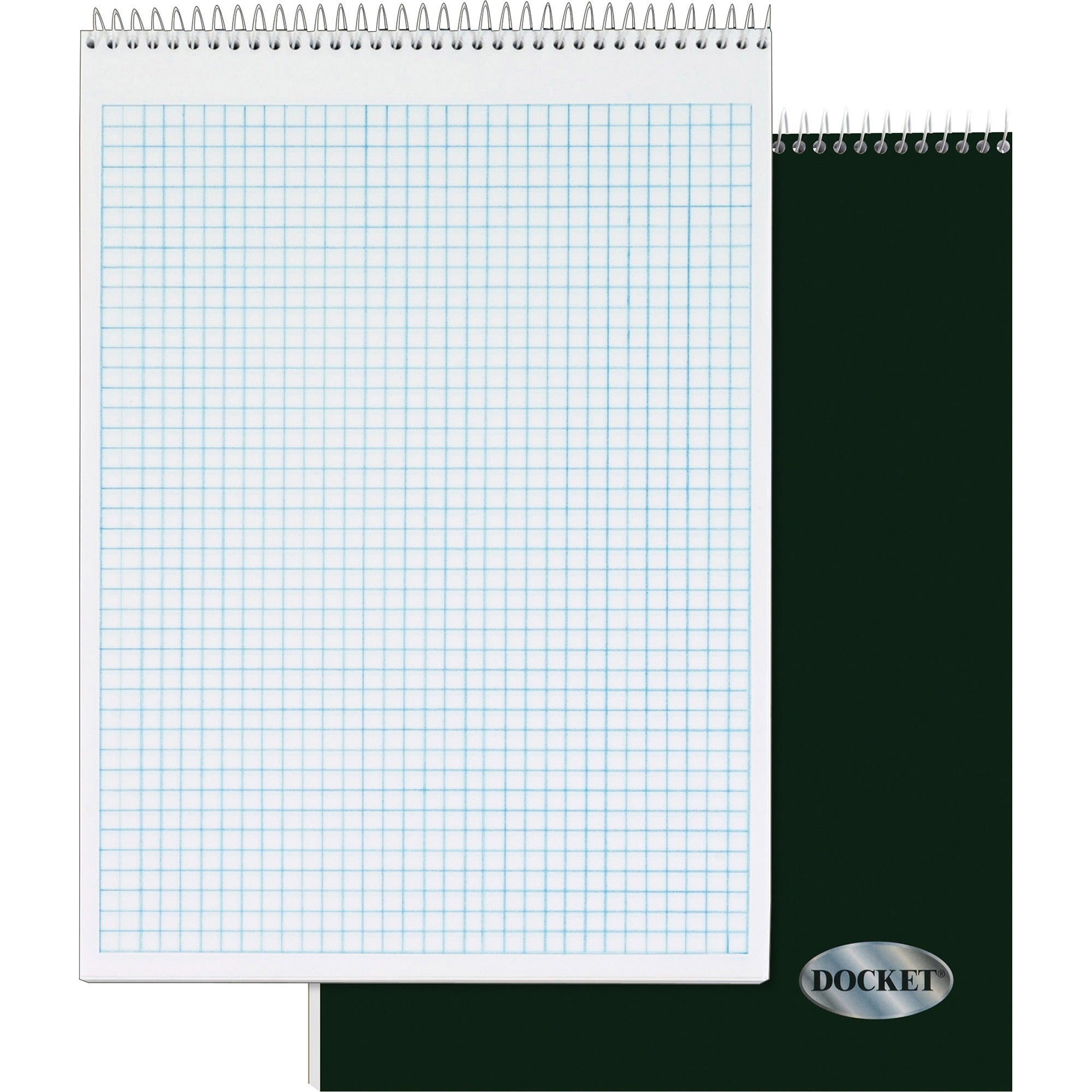 TOPS Docket Top Wire Quadrille Pad - 70 Sheets - Wire Bound - 8 1/2" x 11 3/4" - White Paper - Chipboard Cover - Perforated, Hard Cover - 1 Each -