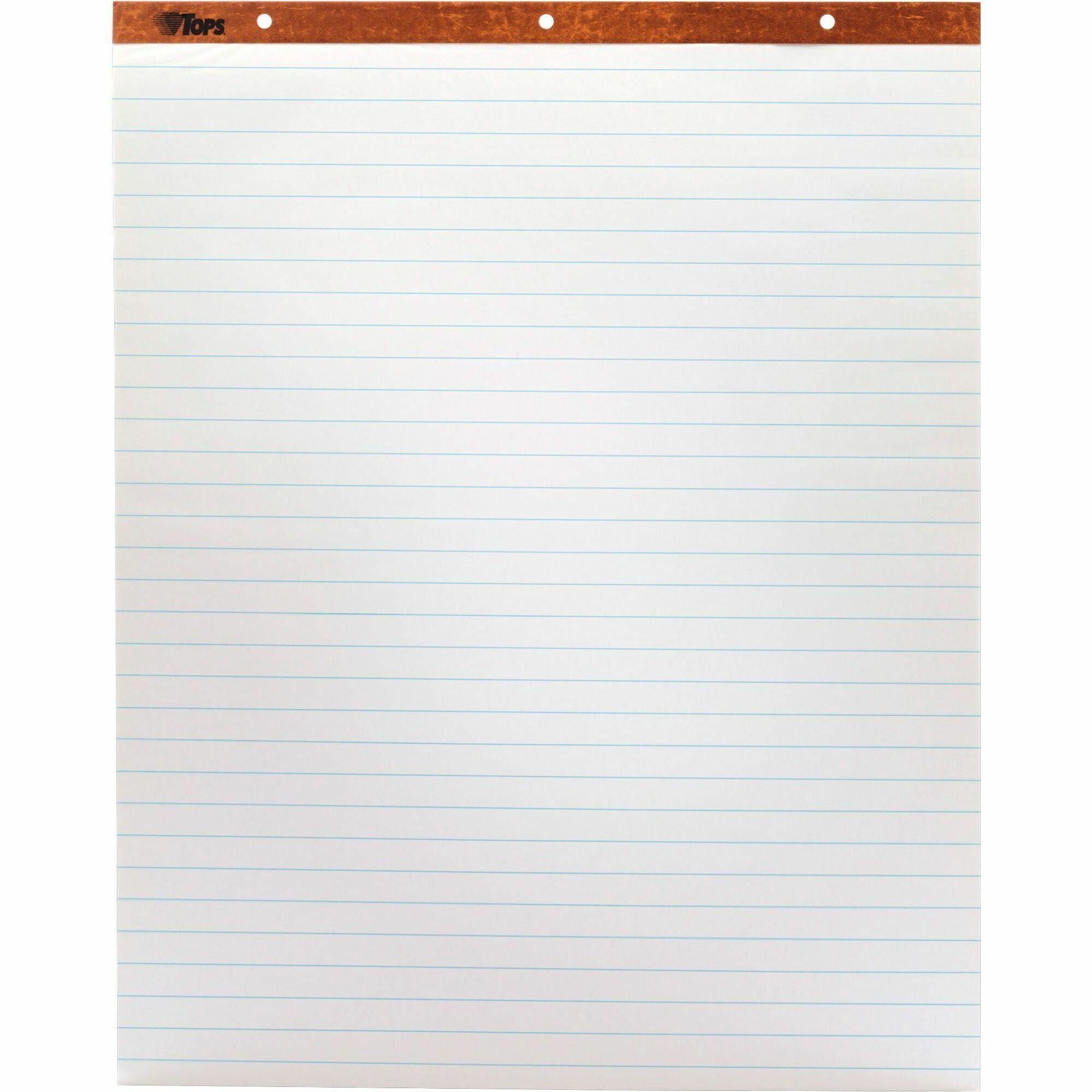 TOPS Horizontal Ruled Easel Pads - 50 Sheets - Stapled/Glued - 15 lb Basis Weight - 27" x 34" - White Paper - Perforated, Punched - 2 / Carton -