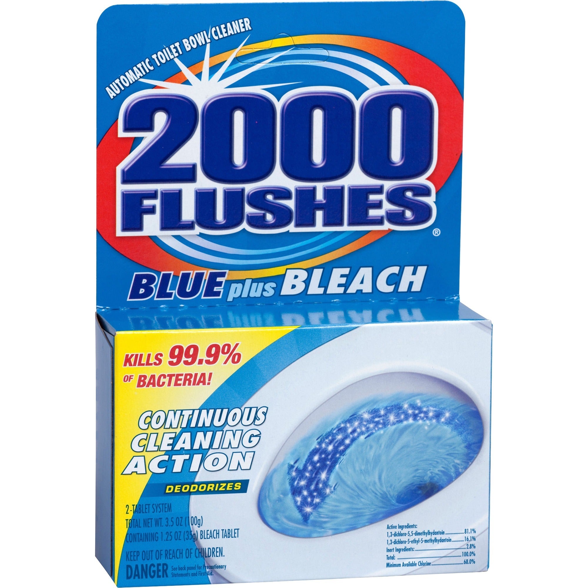 WD-40 2000 Flushes Blue/Bleach Bowl Cleaner Tablets - For Toilet Bowl - Concentrate - 3.50 oz (0.22 lb) - 1 Each -