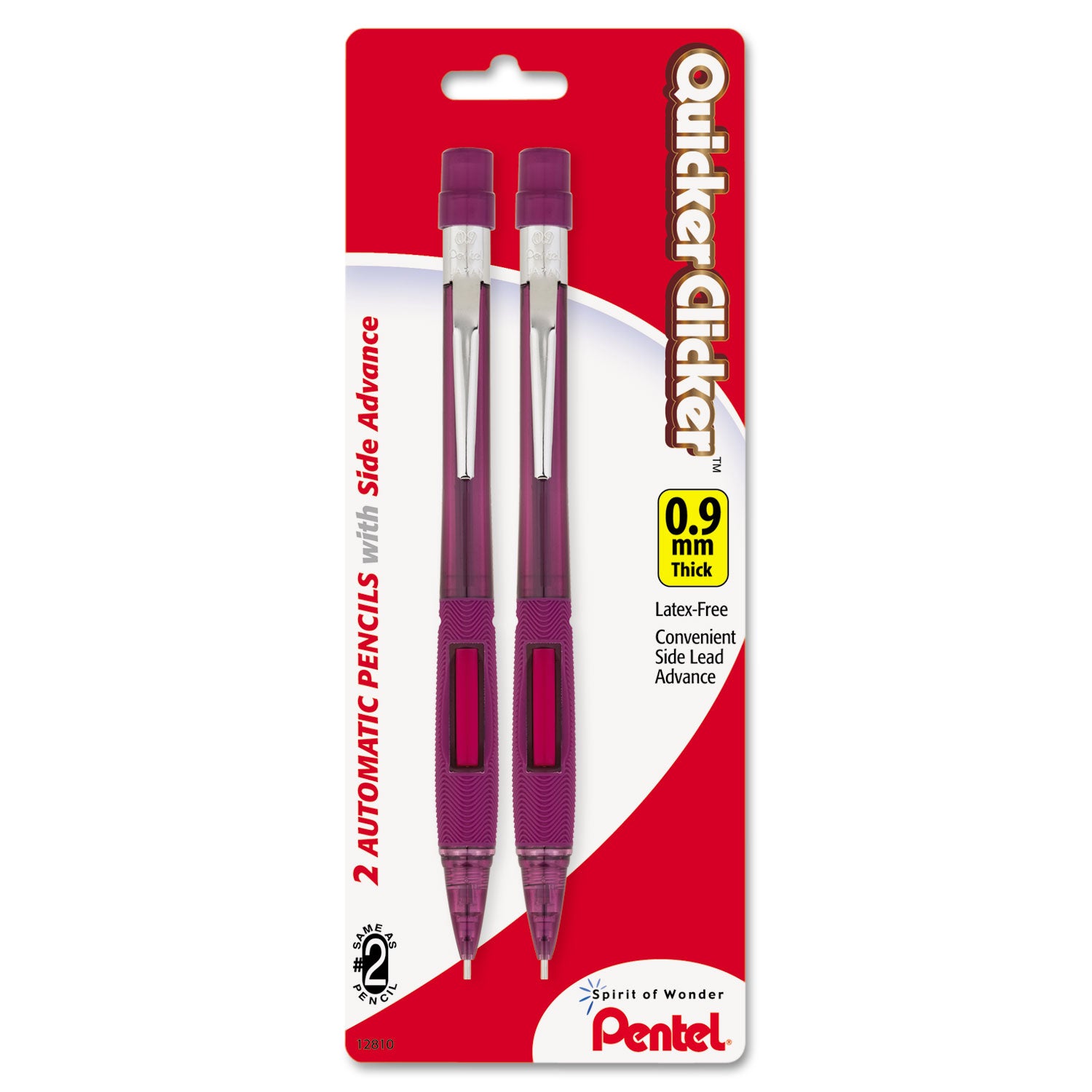 quicker-clicker-mechanical-pencil-09-mm-hb-#2-black-lead-burgundy-barrel-2-pack_penpd349bp2k6 - 1