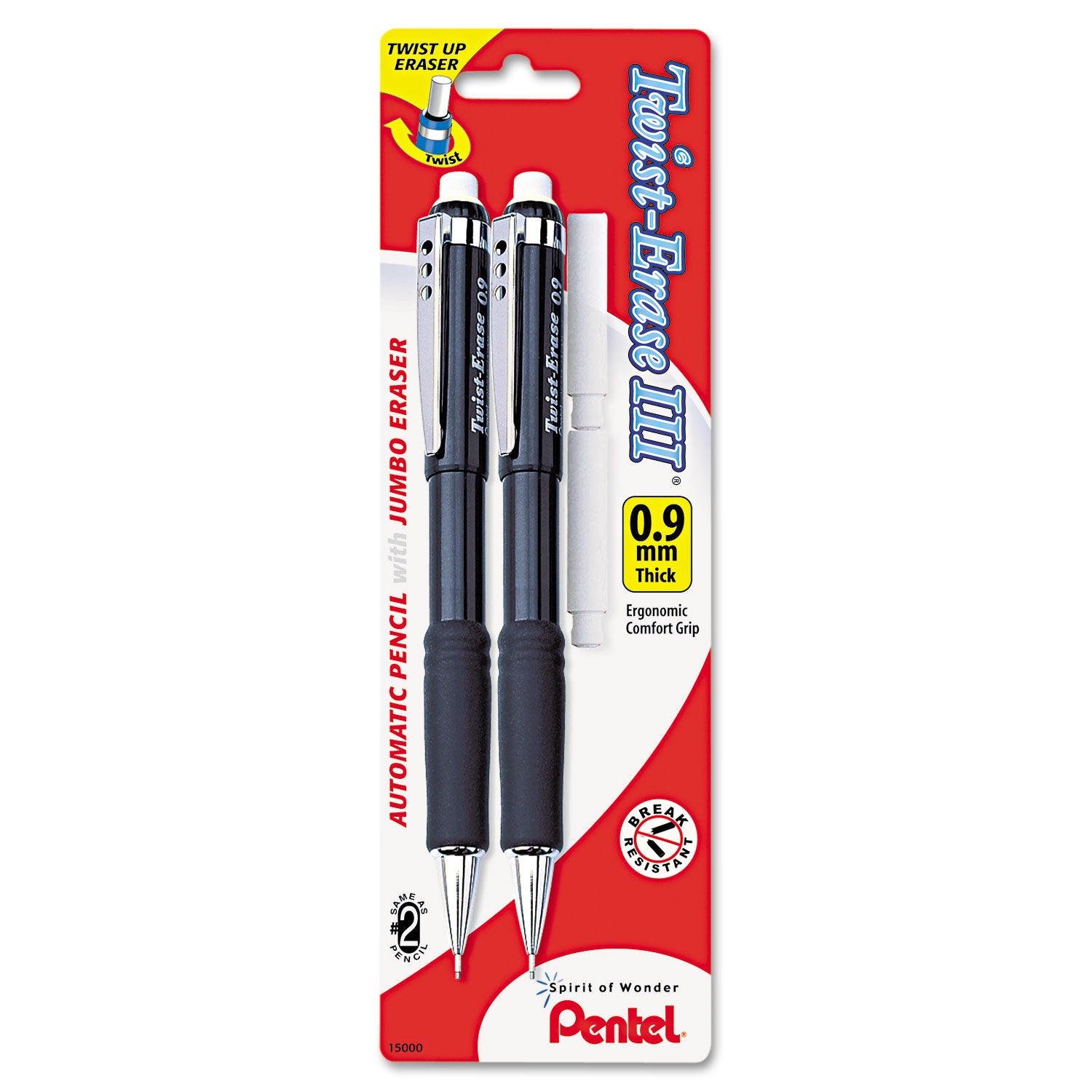 twist-erase-iii-mechanical-pencil-09-mm-hb-#2-black-lead-assorted-barrel-colors-2-pack_penqe519bp2k6 - 1