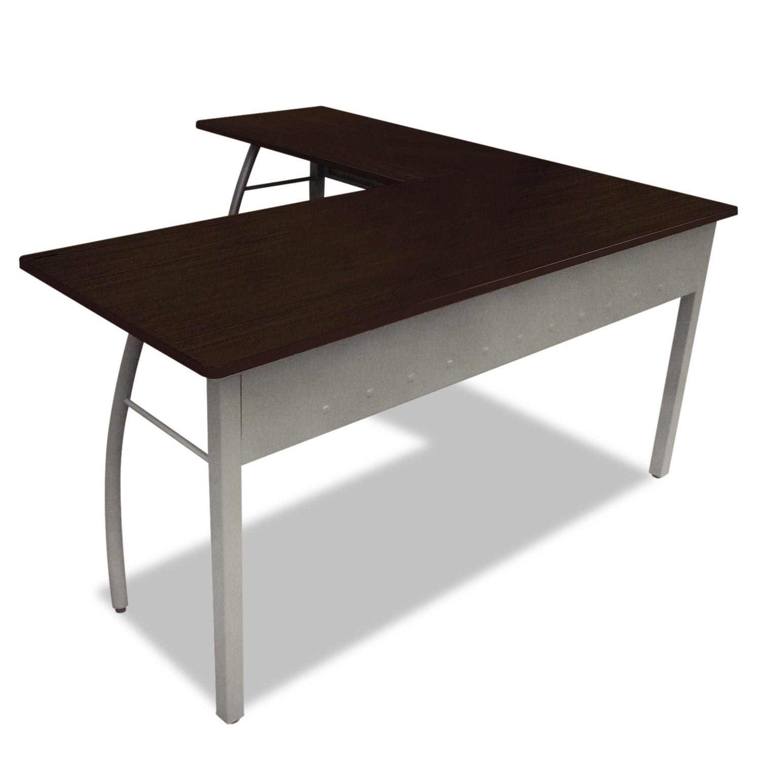 Trento Line L-Shaped Desk, 59.13" x 59.13" x 29.5", Mocha/Gray -