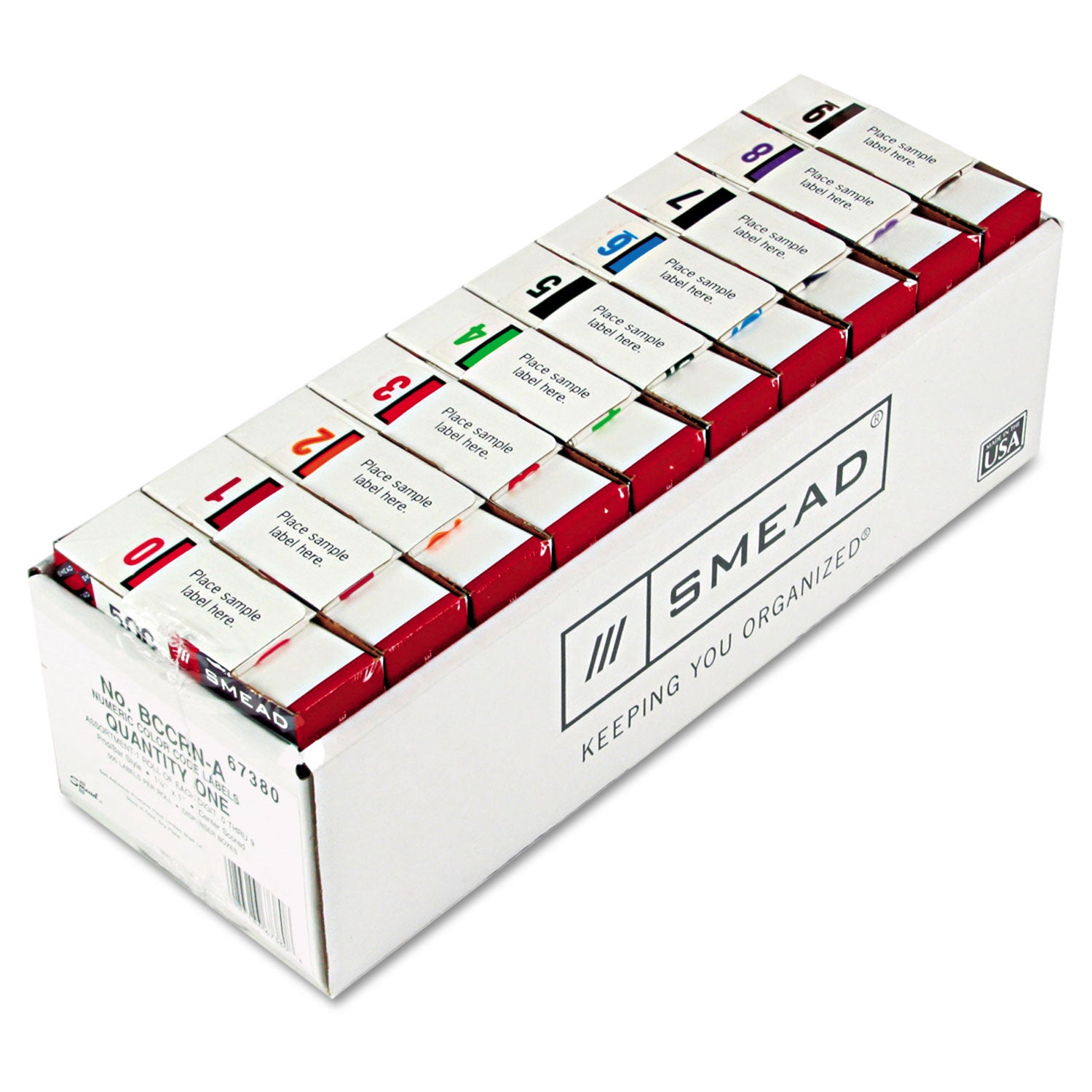 Numerical End Tab File Folder Labels, 0-9, 1 x 1.25, White, 500/Roll, 10 Rolls/Box -