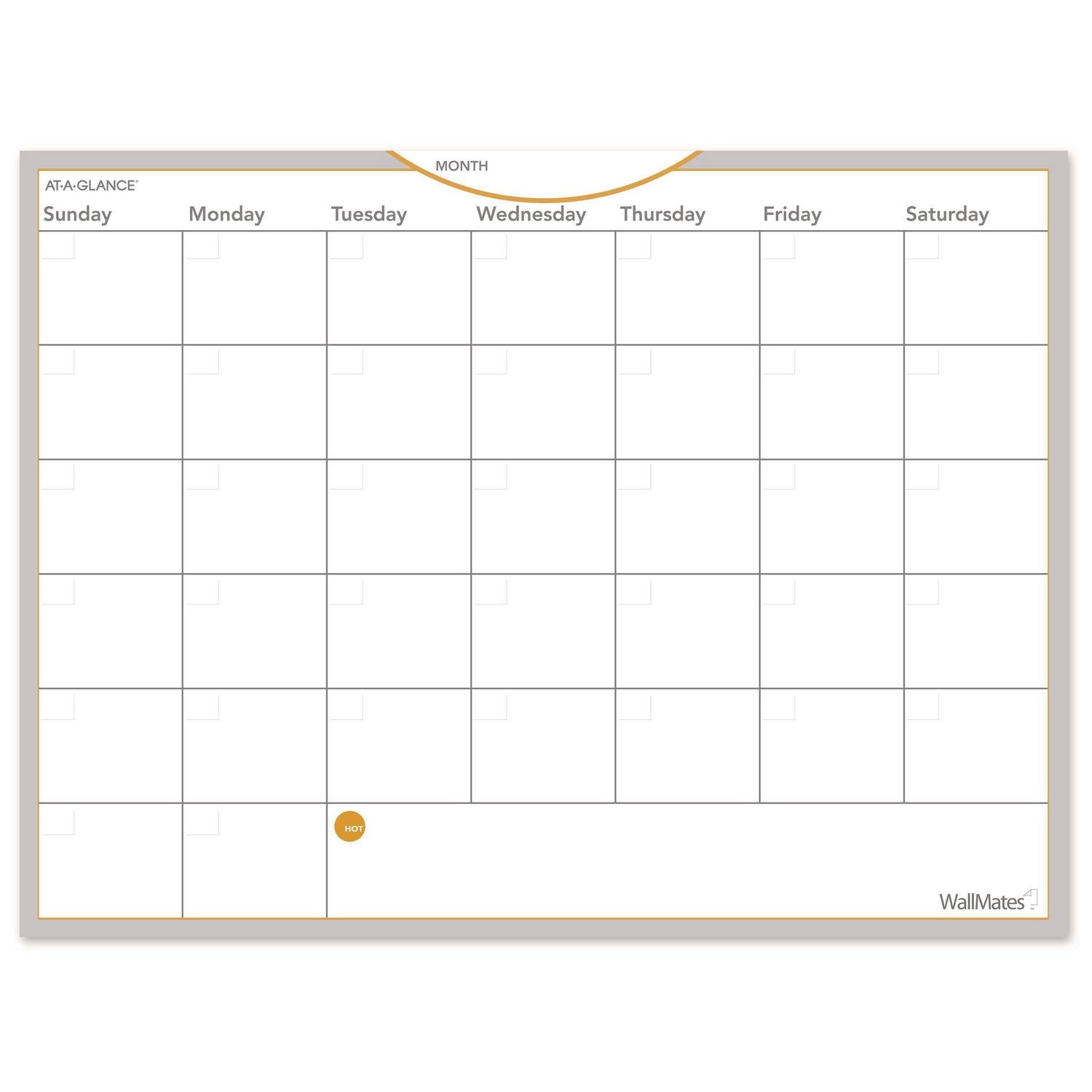 WallMates Self-Adhesive Dry Erase Monthly Planning Surfaces, 24 x 18, White/Gray/Orange Sheets, Undated - 1