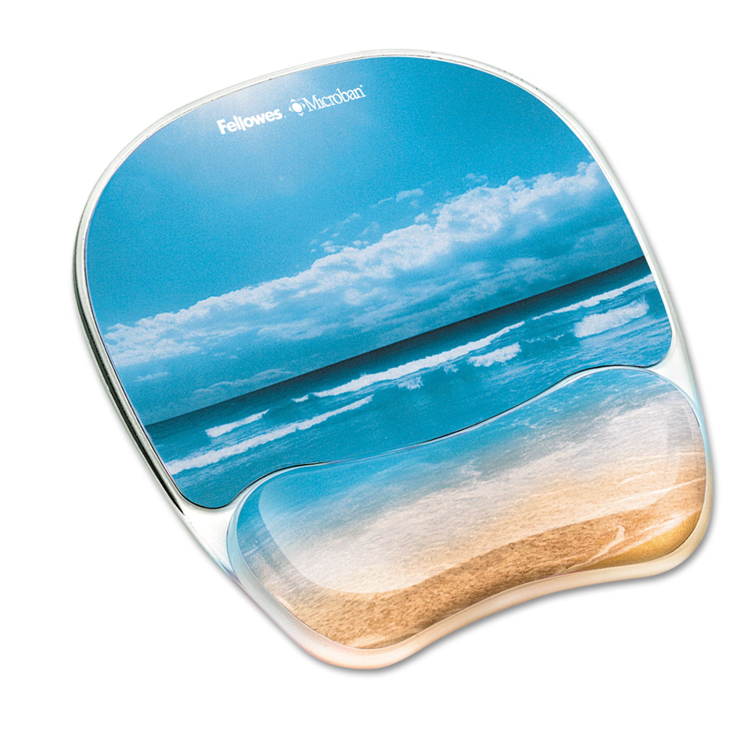 Photo Gel Mouse Pad with Wrist Rest with Microban Protection, 7.87 x 9.25, Sandy Beach Design -