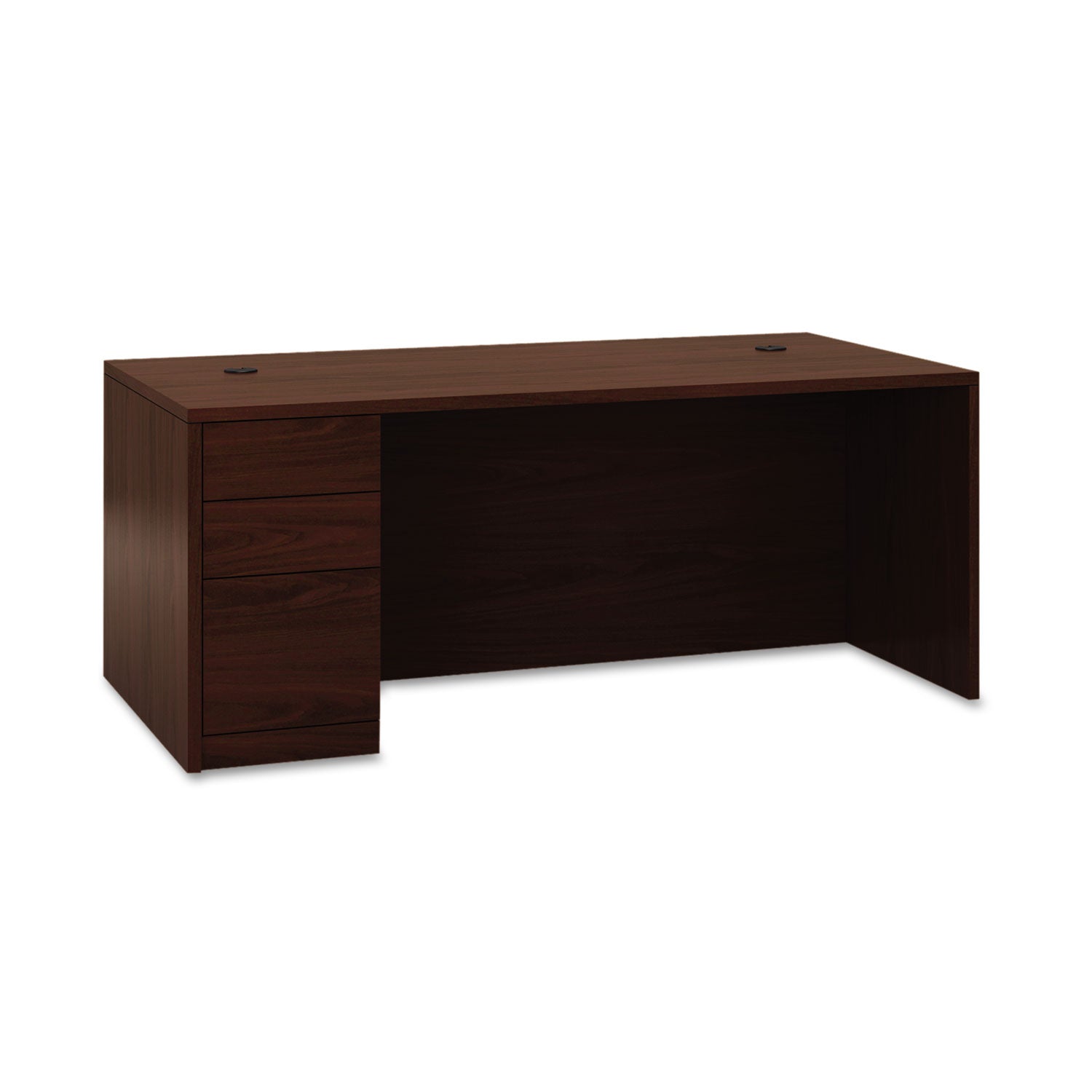 10500 Series "L" Workstation Left Pedestal Desk with Full-Height Pedestal, 72" x 36" x 29.5", Mahogany -