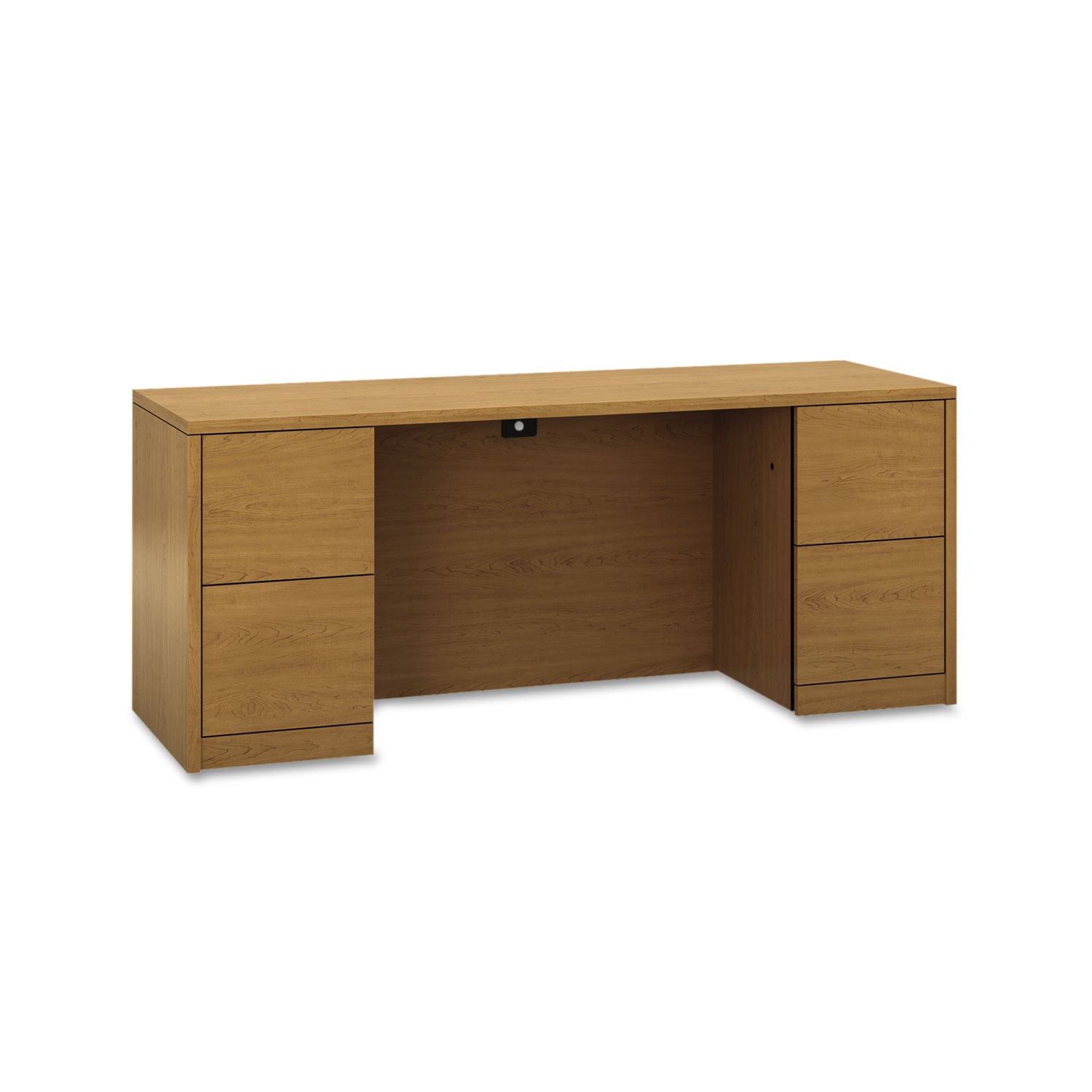 10500 Series Kneespace Credenza With Full-Height Pedestals, 72w x 24d x 29.5h, Harvest -