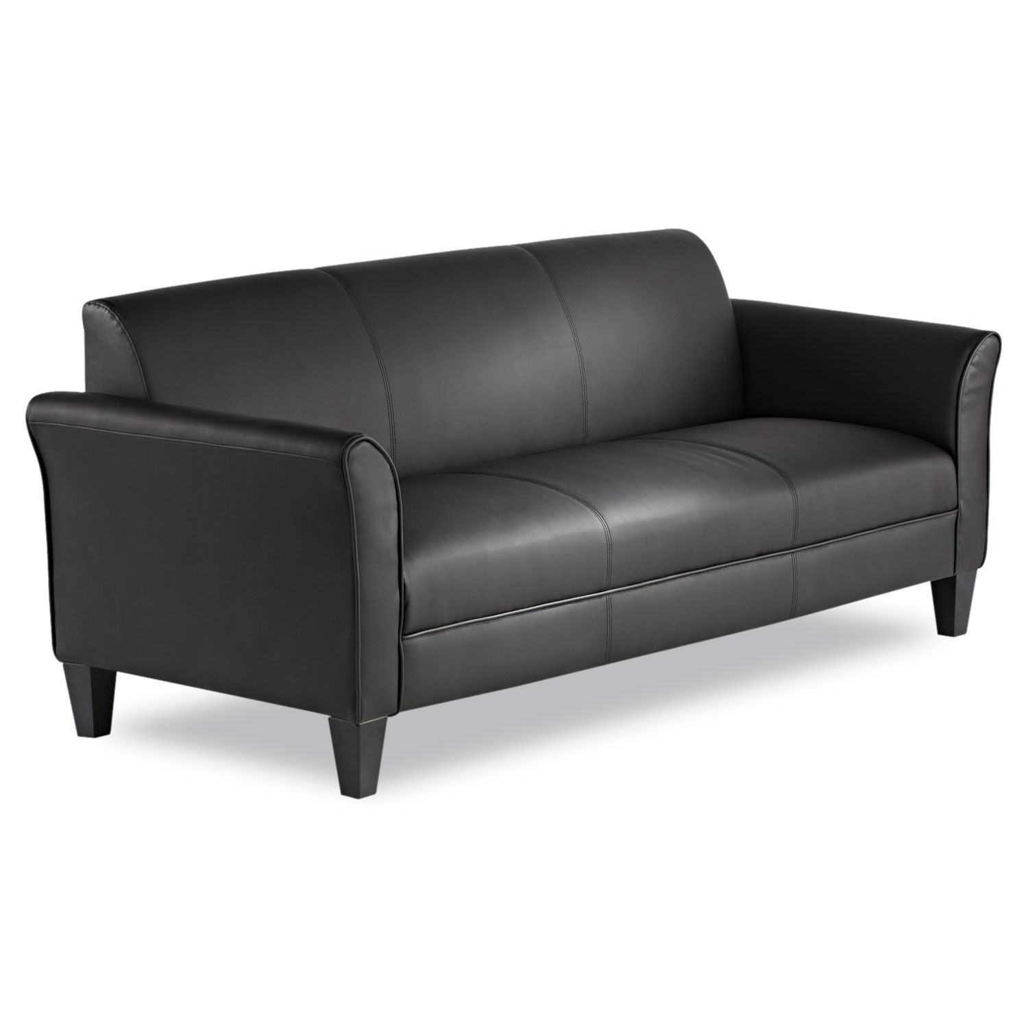 Alera Reception Lounge Furniture, 3-Cushion Sofa, 77w x 31.5d x 32h, Black -