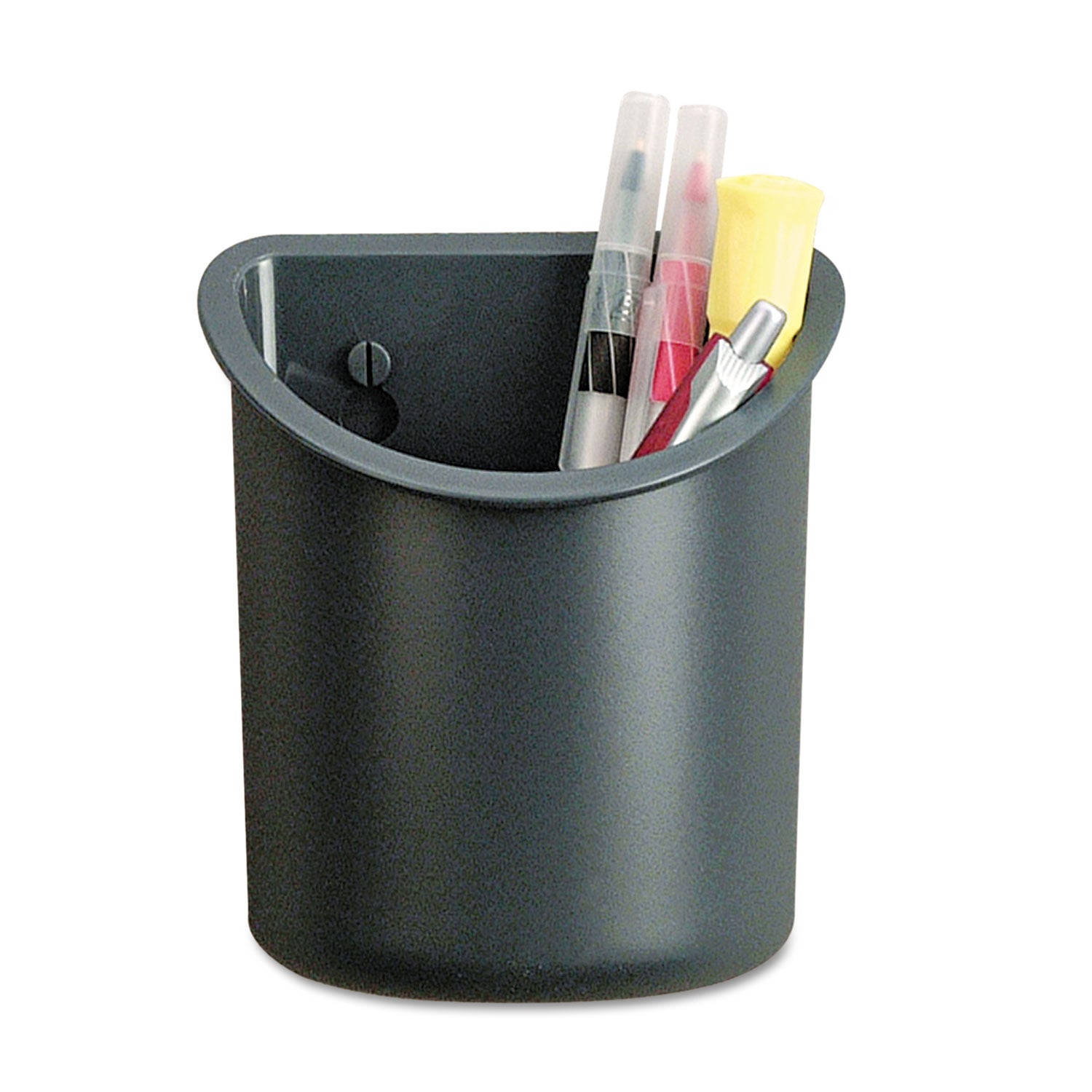 Recycled Plastic Cubicle Pencil Cup, 4.25 x 2.5 x 5, Wall Mount, Charcoal -