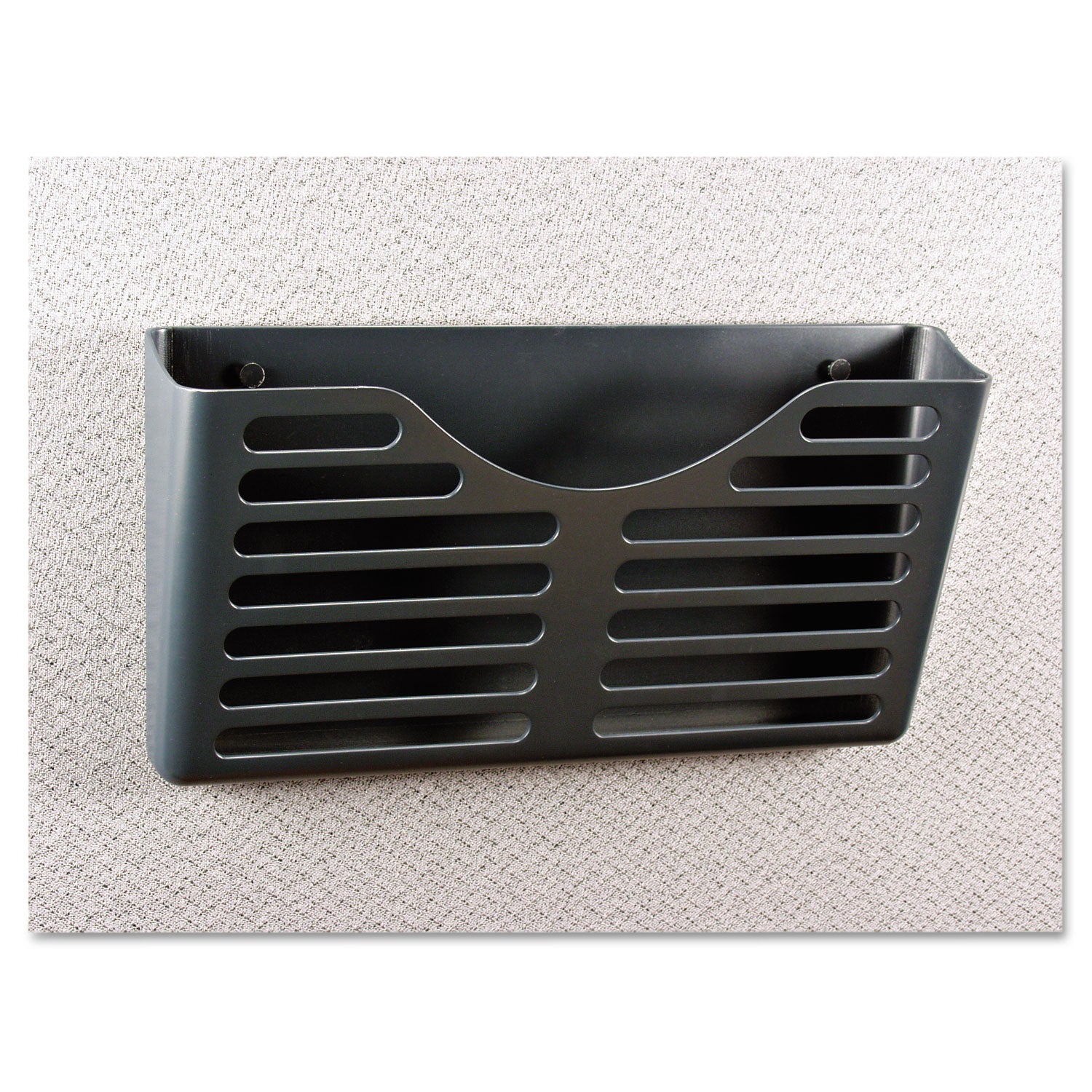 Recycled Plastic Cubicle Single File Pocket, Cubicle Pins Mount, 13.5 x 3 x 7, Charcoal -