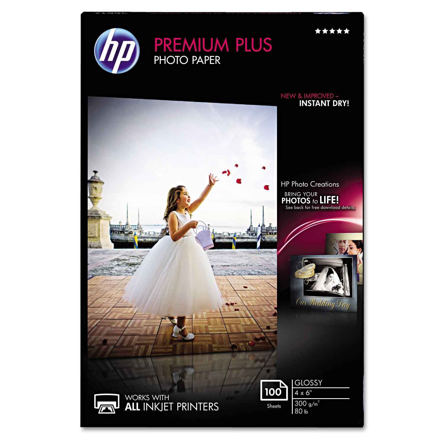 Premium Plus Photo Paper, 11.5 mil, 4 x 6, Glossy White, 100/Pack -