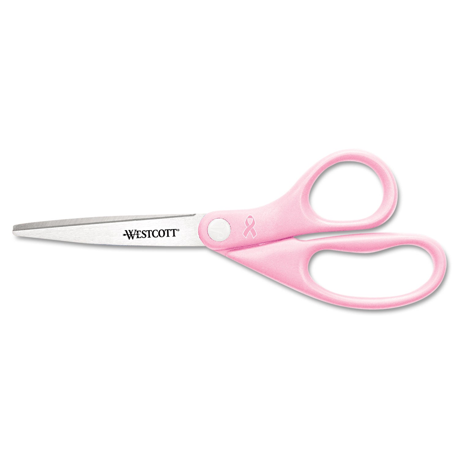 All Purpose Pink Ribbon Scissors, 8" Long, 3.5" Cut Length, Pink Straight Handle -