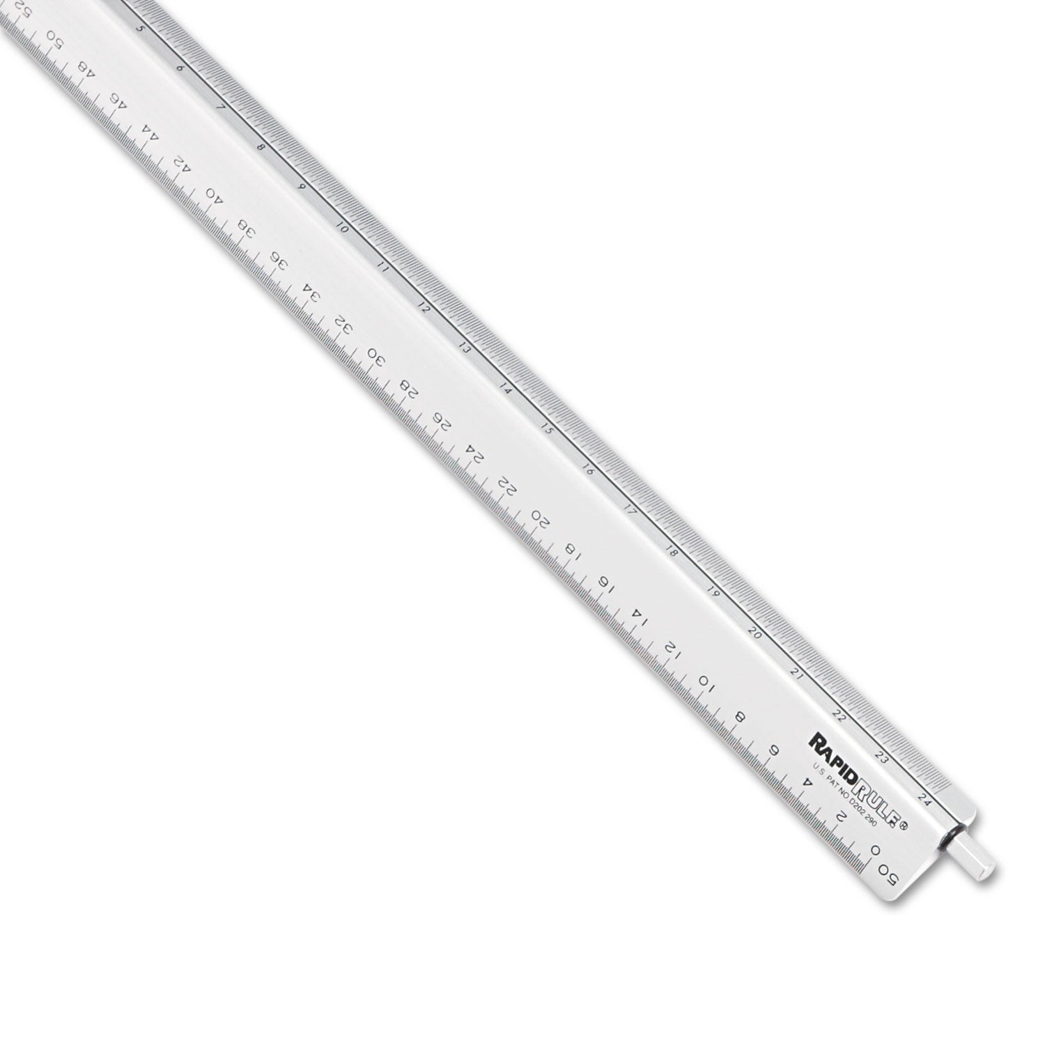Adjustable Triangular Scale Aluminum Engineers Ruler, 12", Long, Silver -