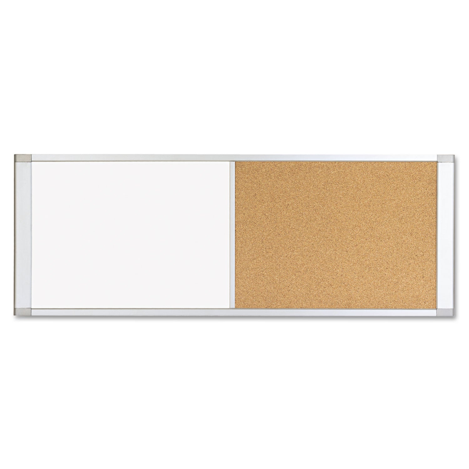 Combo Cubicle Workstation Dry Erase/Cork Board, 48 x 18, Tan/White Surface, Aluminum Frame -