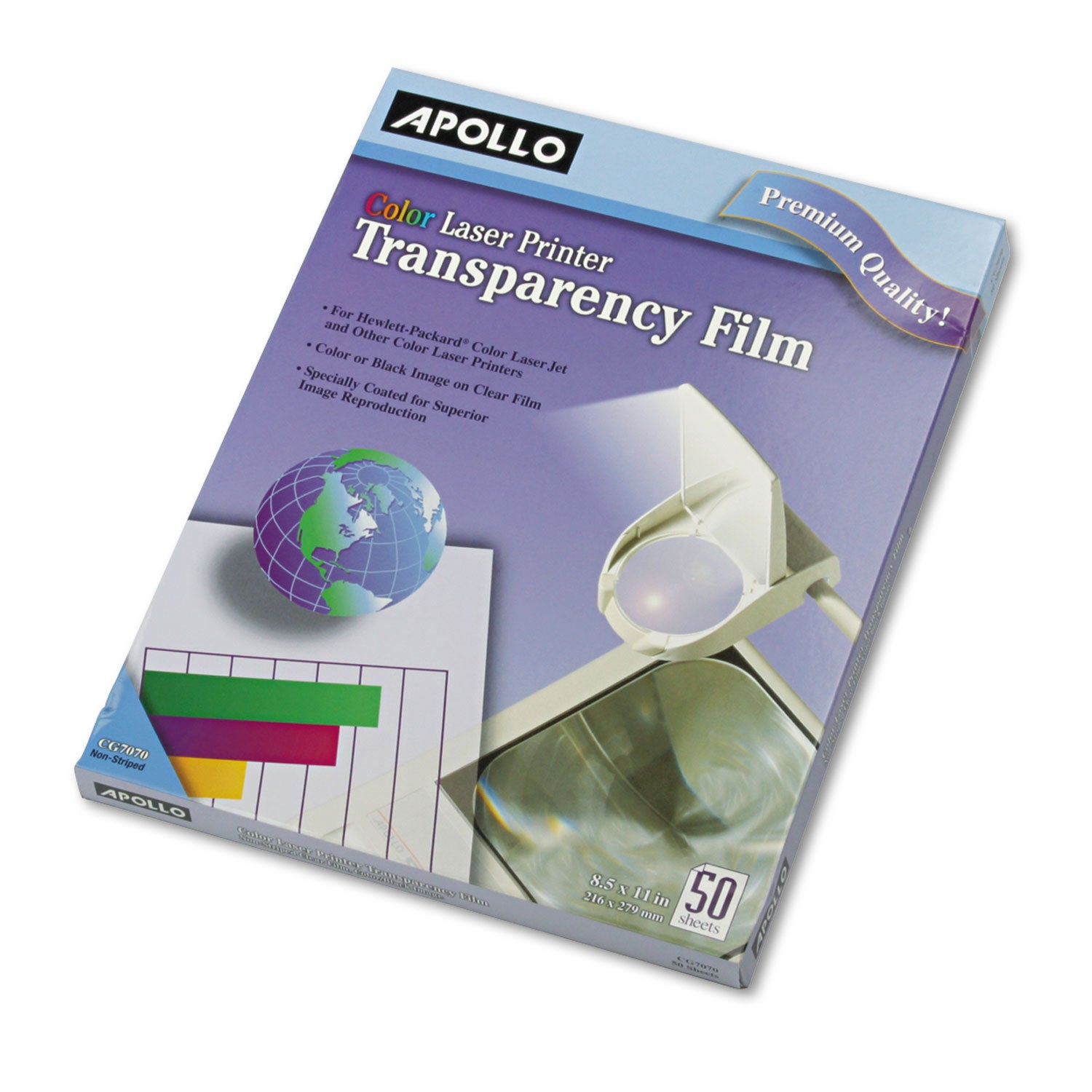 Color Laser Transparency Film, 8.5 x 11, 50/Box -