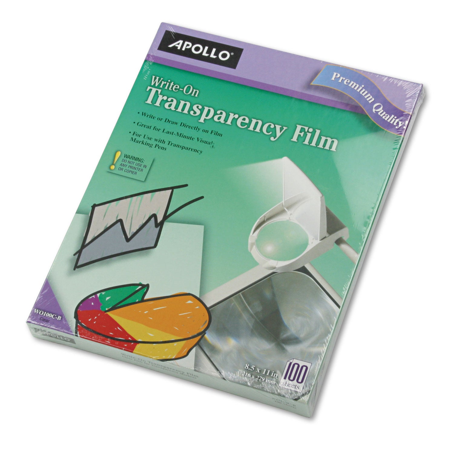 Write-On Transparency Film, 8.5 x 11, 100/Box -
