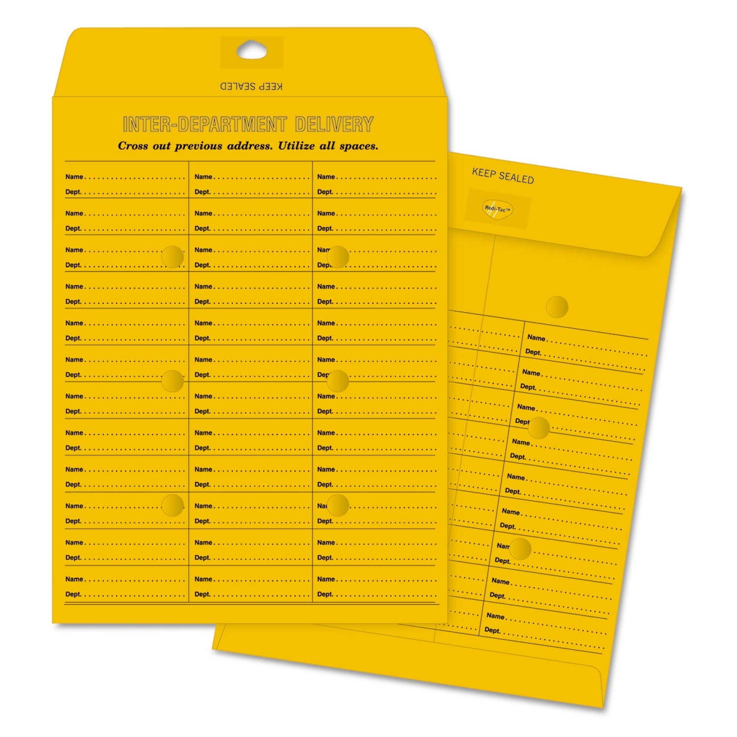 Brown Kraft Redi-Tac Box-Style Interoffice Envelope, #97, Two-Sided Three-Column Format, 10 x 13, Brown Kraft, 100/Box -