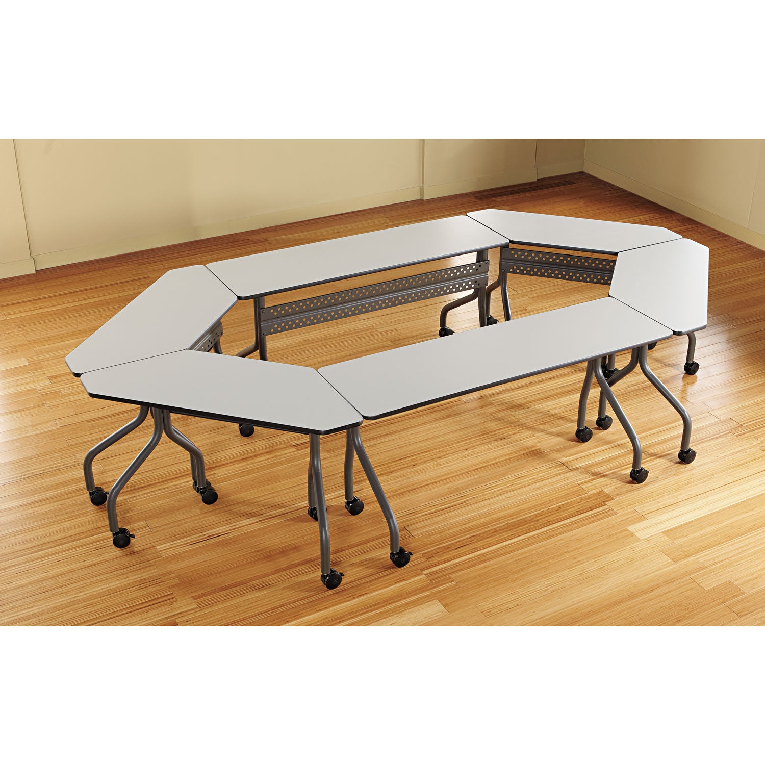 OfficeWorks Mobile Training Table, Rectangular, 72" x 18" x 29", Gray/Charcoal -