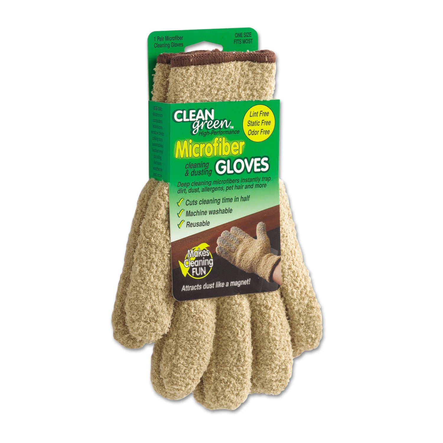 CleanGreen Microfiber Dusting Gloves, 5" x 10, Pair -