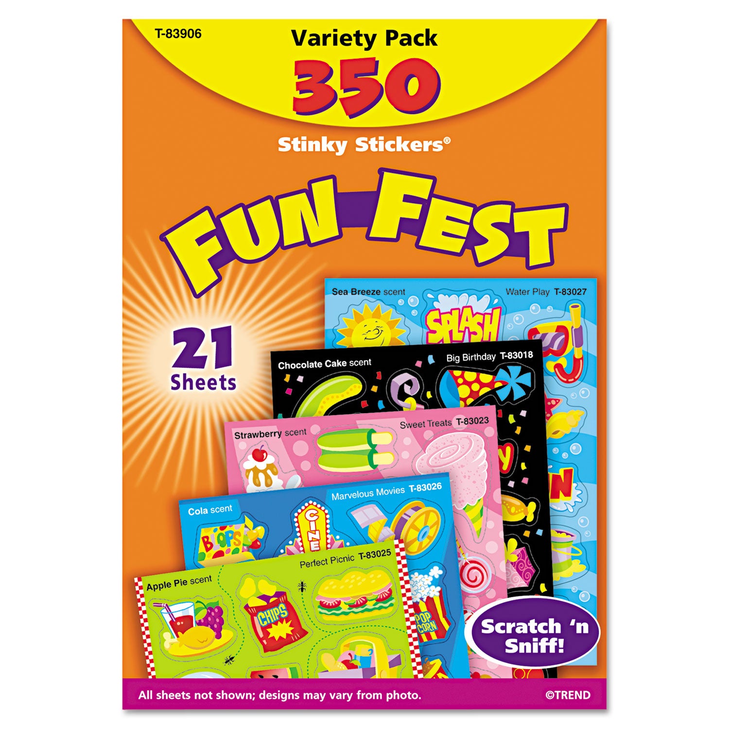 Stinky Stickers Variety Pack, Mixed Shapes, Assorted Colors, 350/Pack -