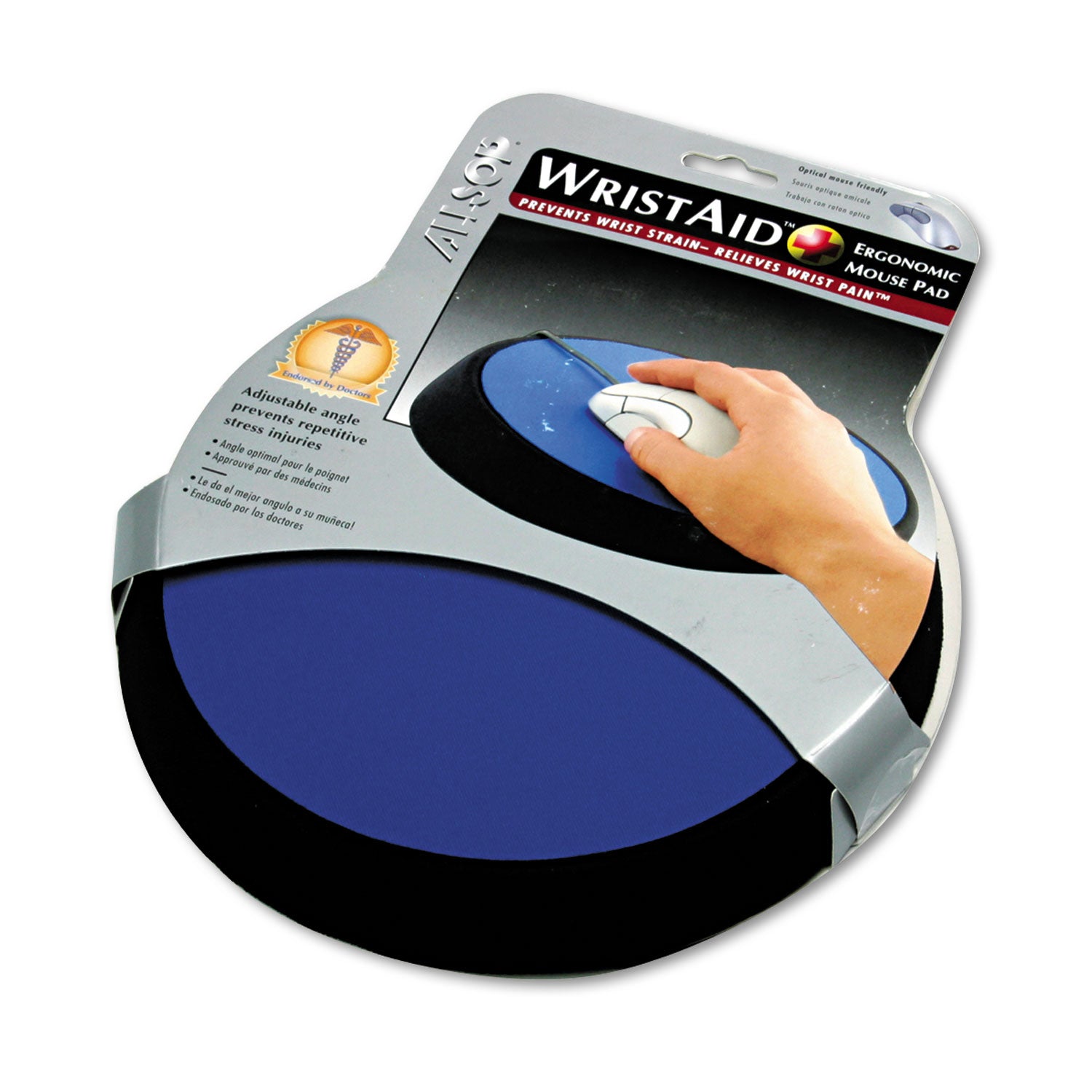 Wrist Aid Ergonomic Circular Mouse Pad, 9" dia., Cobalt -