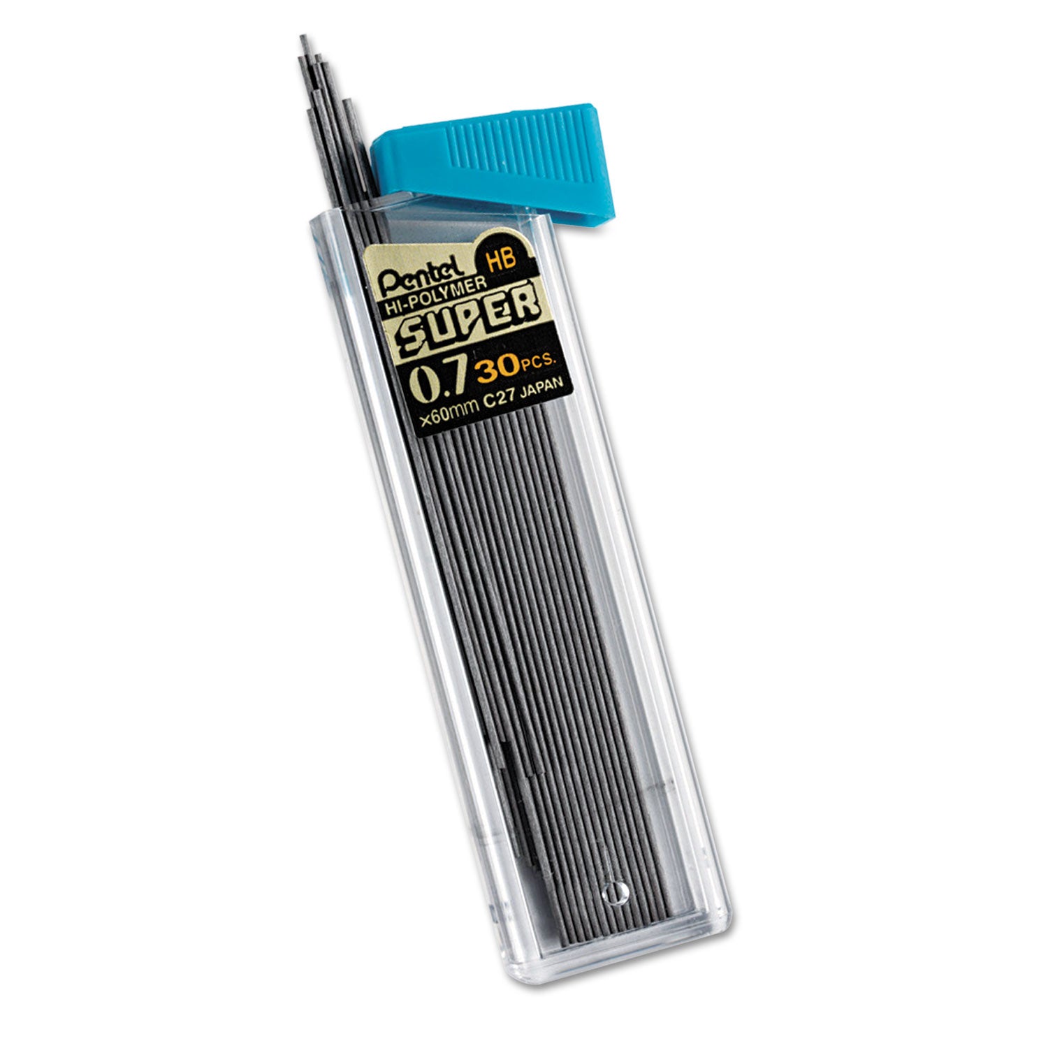 Super Hi-Polymer Lead Refills, 0.7 mm, HB, Black, 30/Tube -