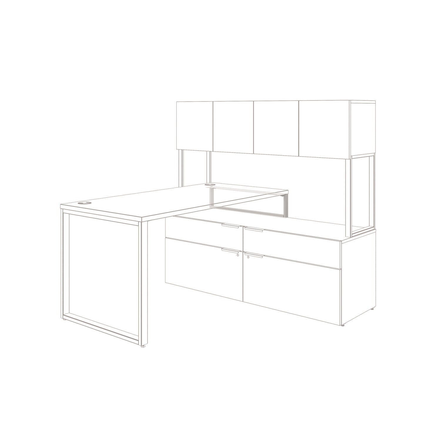 Voi O-Leg Support for Low Credenza, 2 x 29.75 x 7, Platinum Metallic -