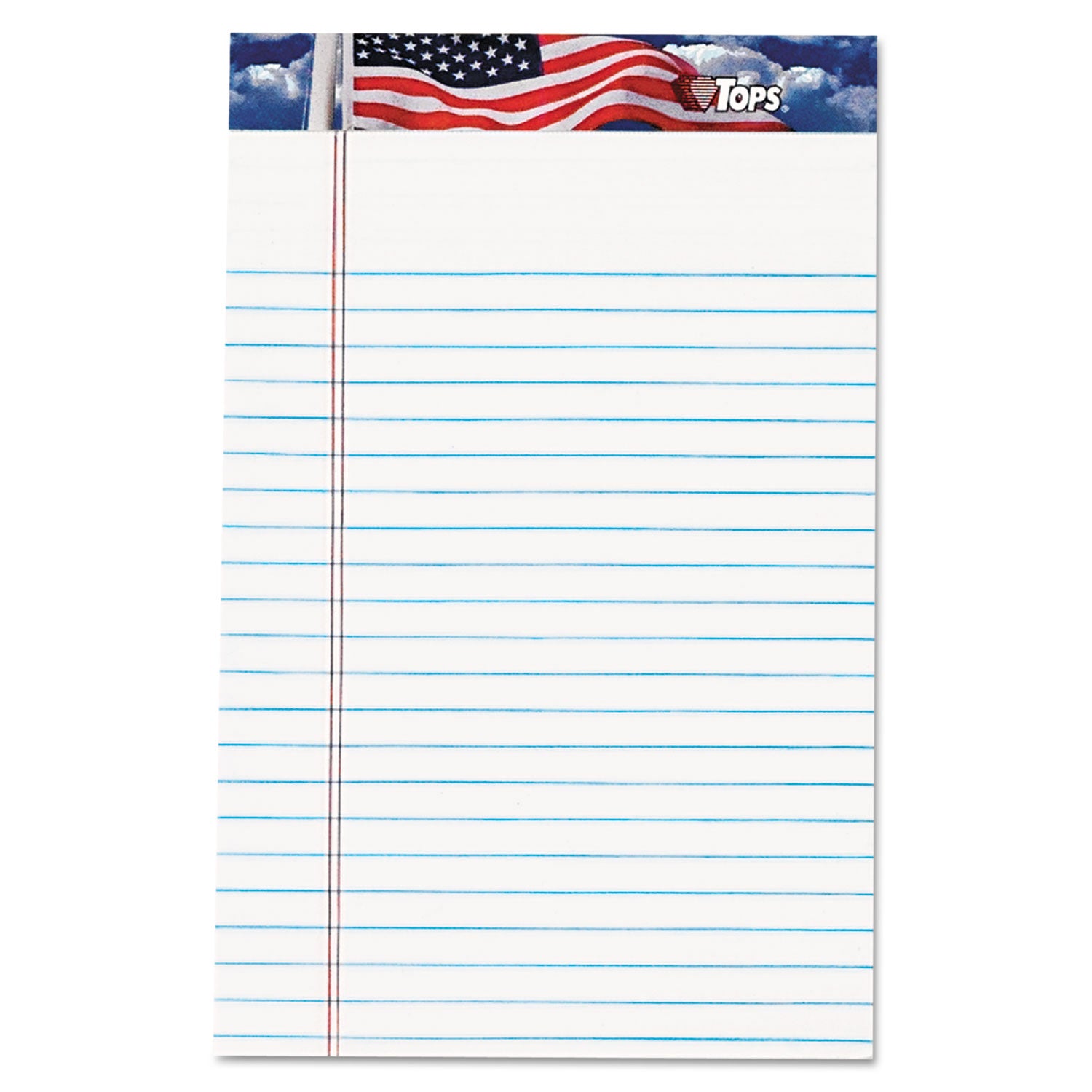 American Pride Writing Pad, Narrow Rule, Red/White/Blue Headband, 50 White 5 x 8 Sheets, 12/Pack -