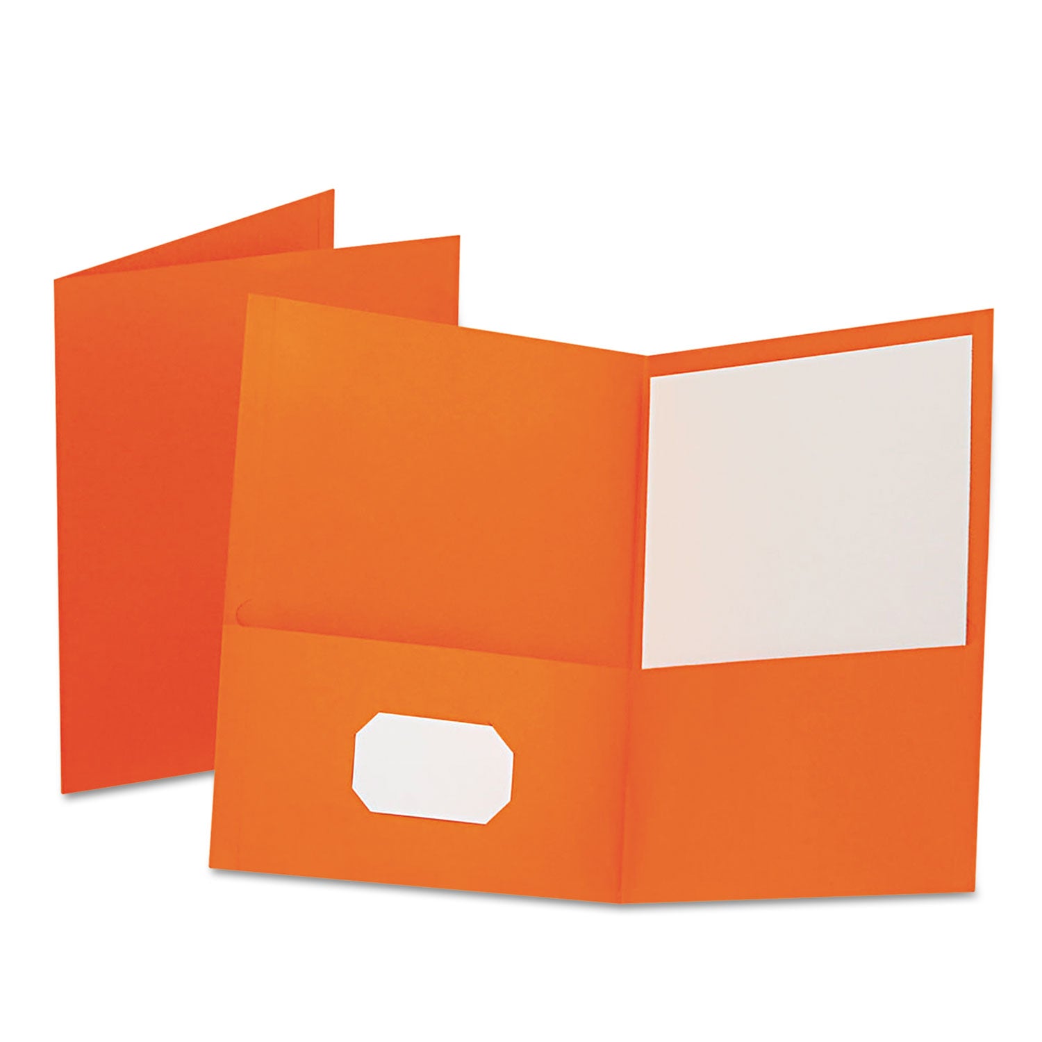 Twin-Pocket Folder, Embossed Leather Grain Paper, 0.5" Capacity, 11 x 8.5, Orange, 25/Box -