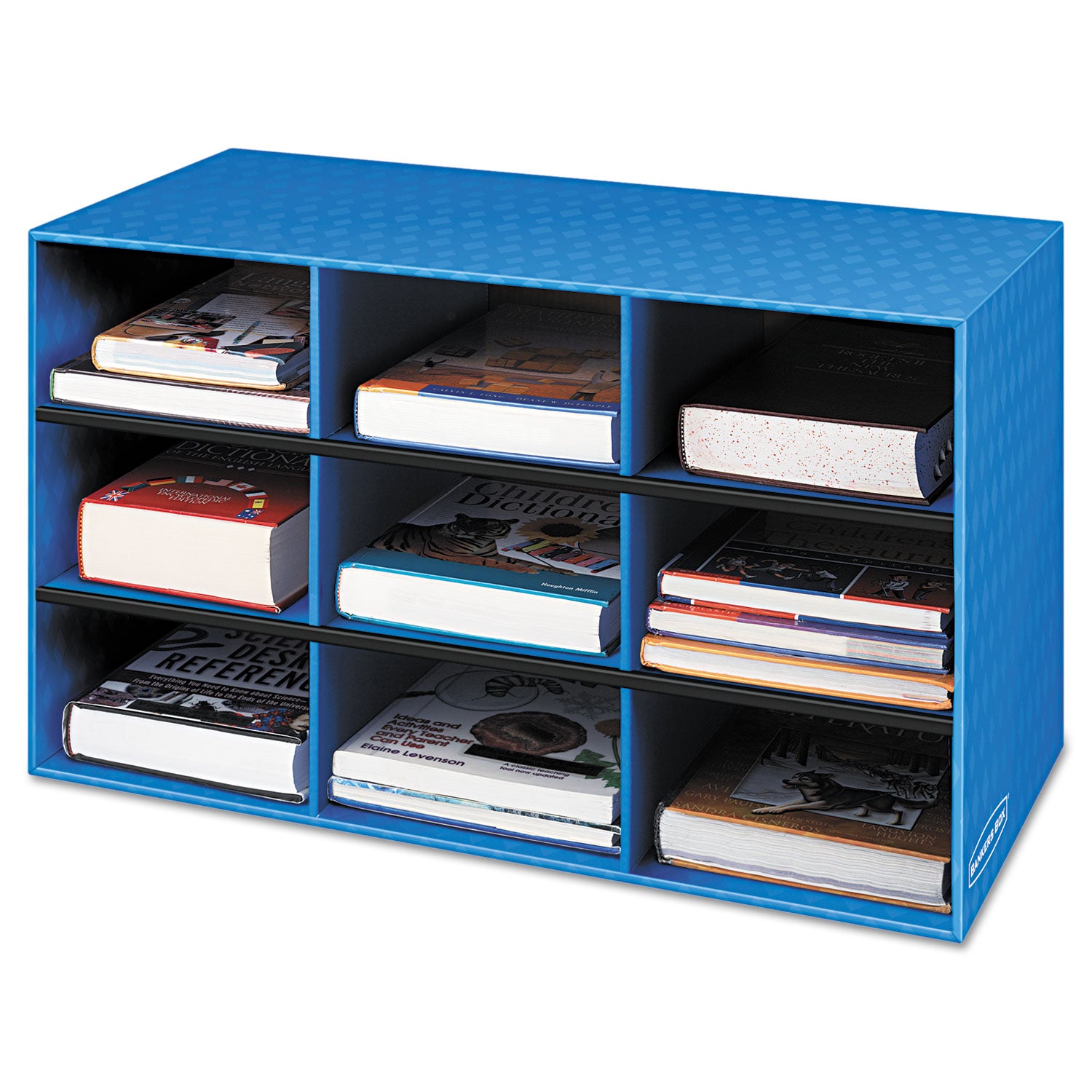 Classroom Literature Sorter, 9 Compartments, 28.25 x 13 x 16, Blue -