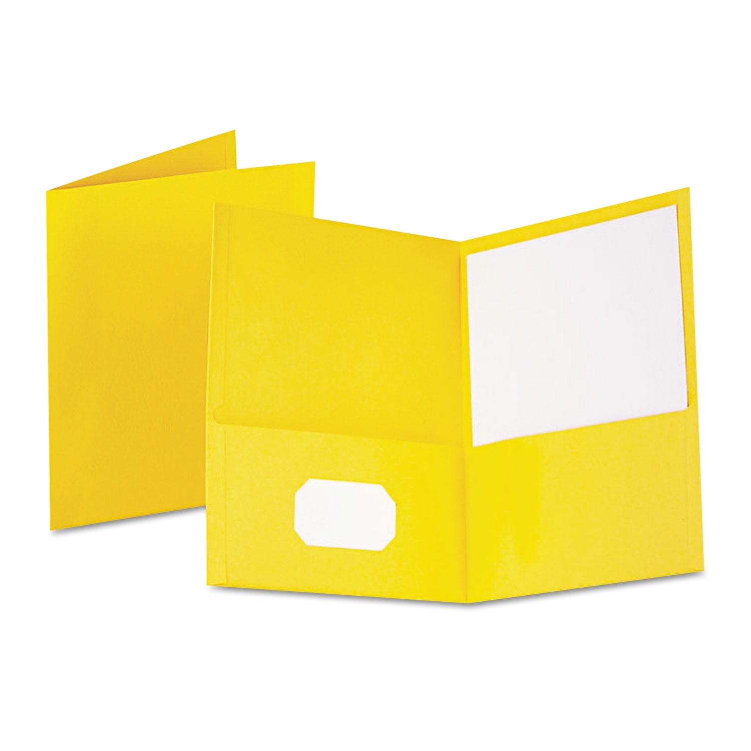 Twin-Pocket Folder, Embossed Leather Grain Paper, 0.5" Capacity, 11 x 8.5, Yellow, 25/Box -