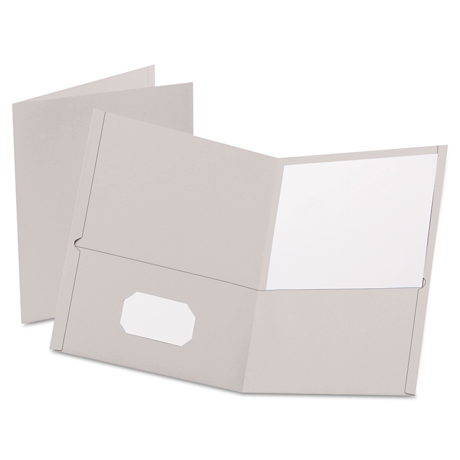 Twin-Pocket Folder, Embossed Leather Grain Paper, 0.5" Capacity, 11 x 8.5, Gray, 25/Box -