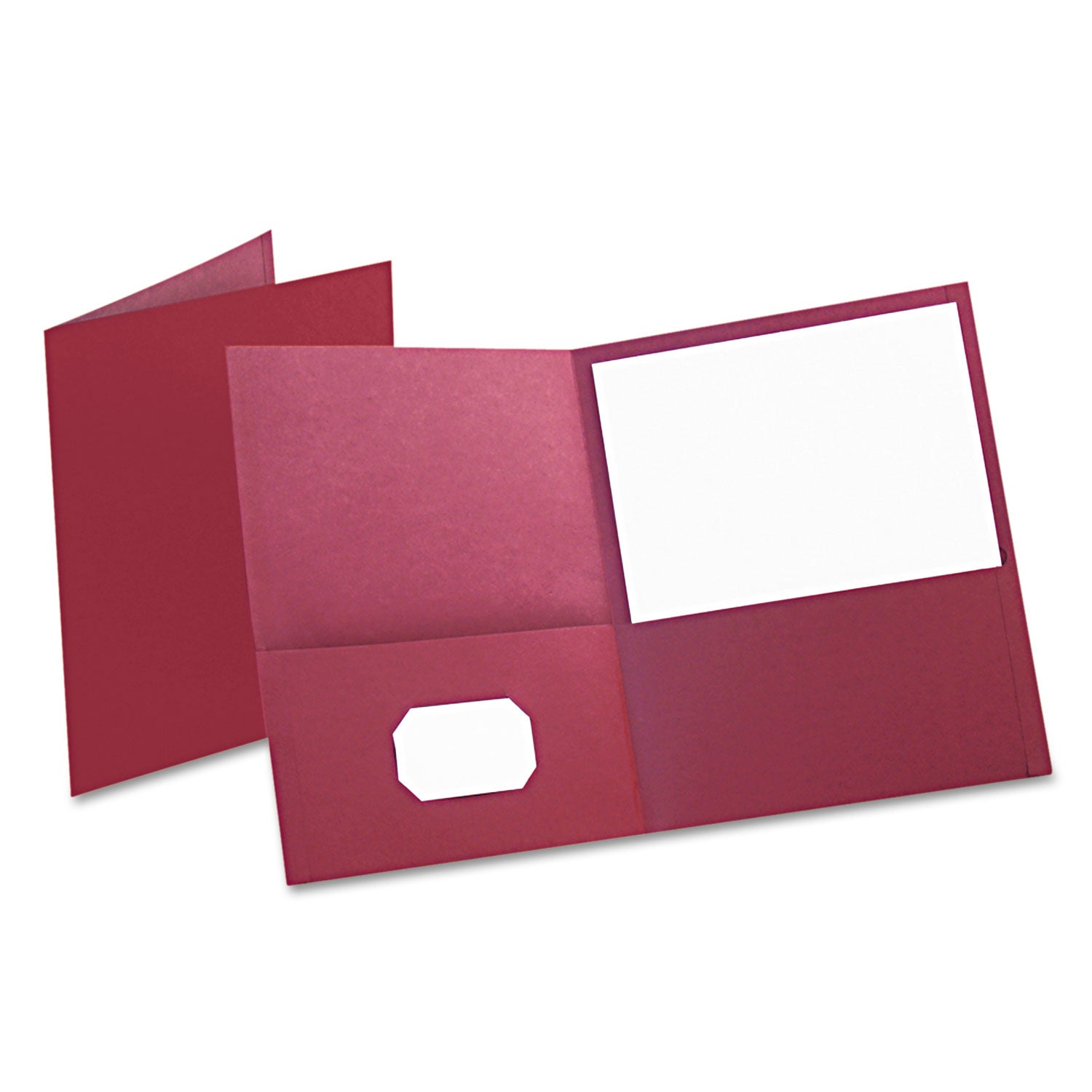 Twin-Pocket Folder, Embossed Leather Grain Paper, 0.5" Capacity, 11 x 8.5, Burgundy, 25/Box -