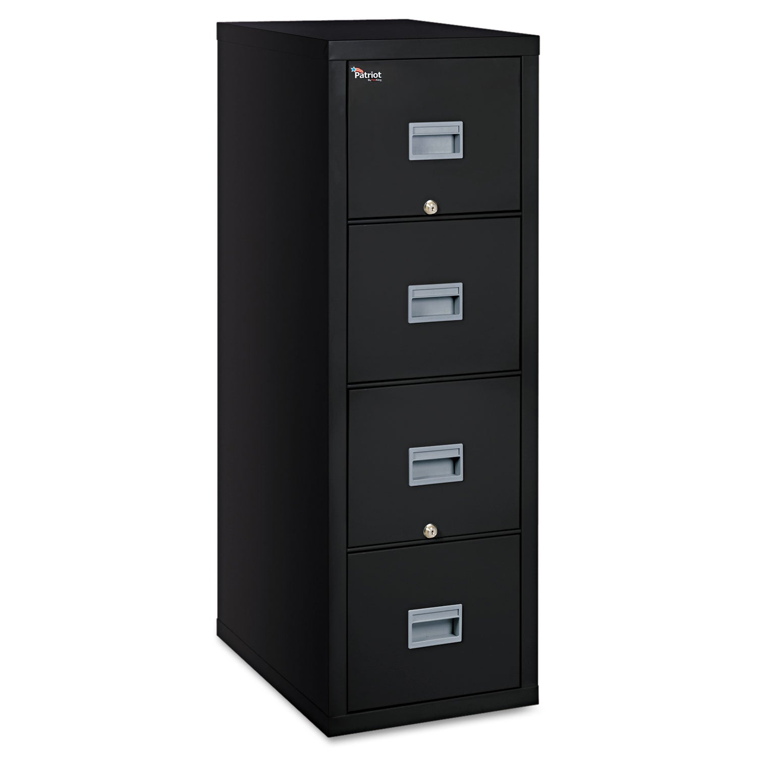 Patriot by FireKing Insulated Fire File, 1-Hour Fire Protection, 4 Legal/Letter File Drawers, Black, 17.75" x 25" x 52.75 -