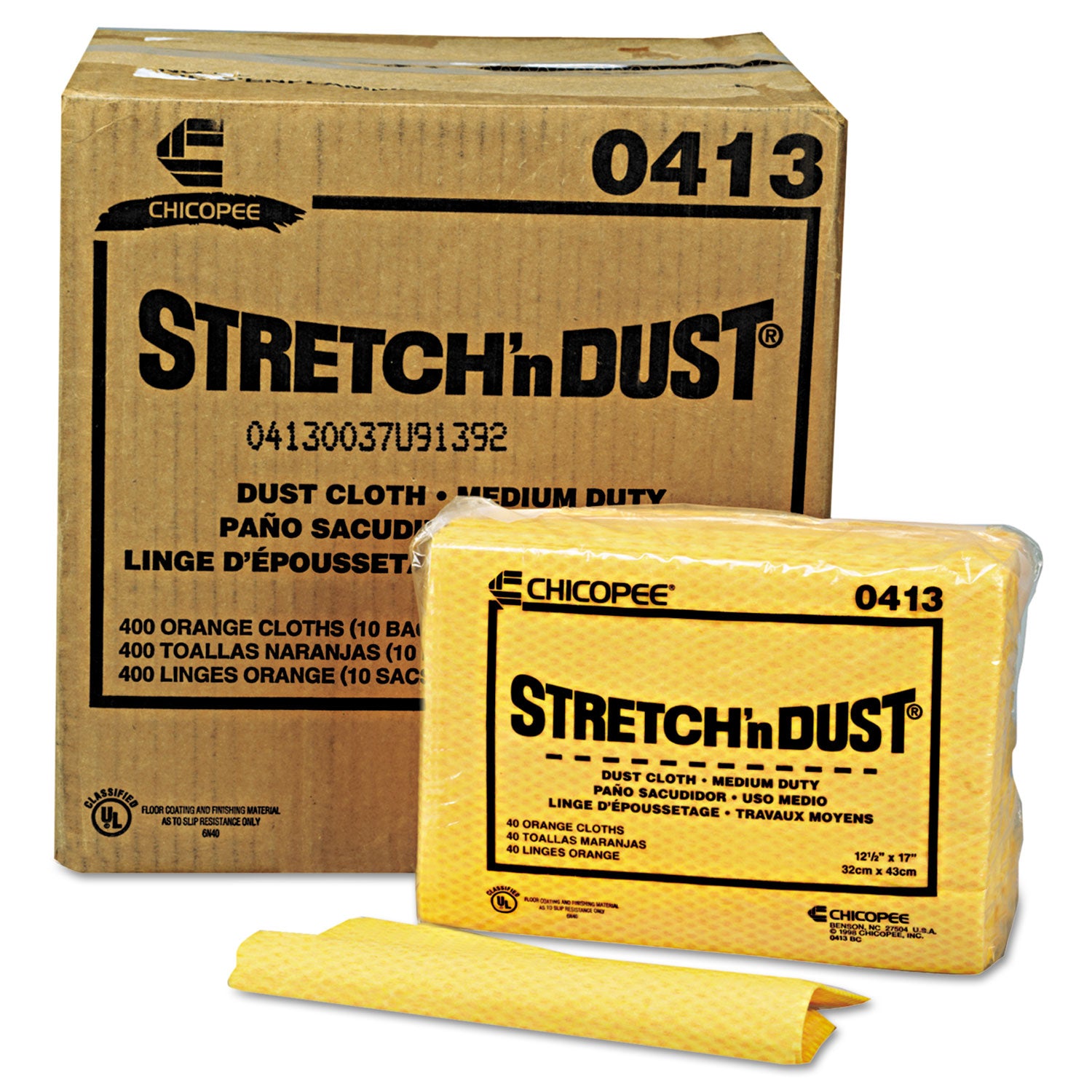 Stretch 'n Dust Cloths, 12.6 x 17, Yellow, 40/Pack, 10 Packs/Carton -