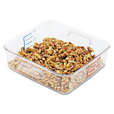 SpaceSaver Square Containers, 2 qt, 8.8 x 8.75 x 2.7, Clear, Plastic -