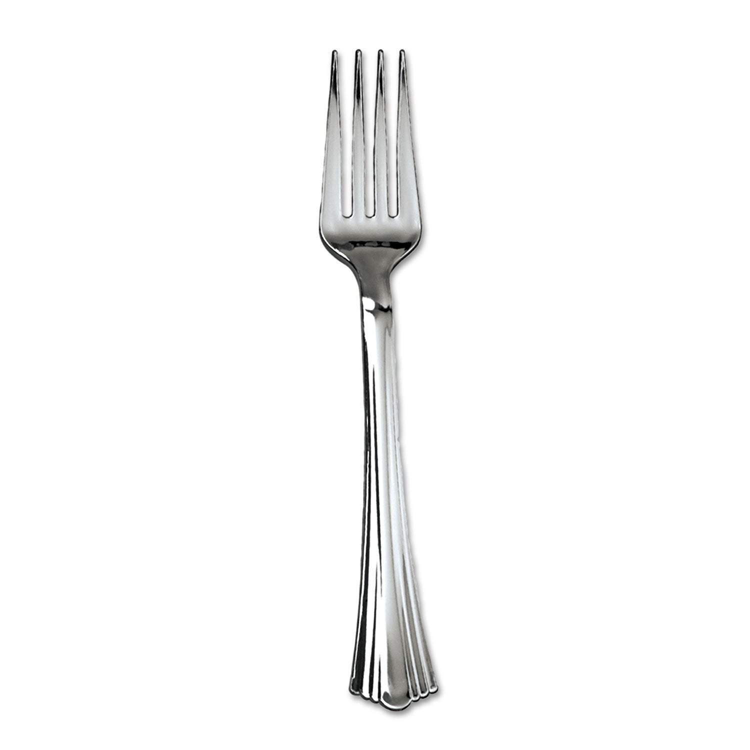 Heavyweight Plastic Forks, Reflections Design, Silver, 600/Carton -