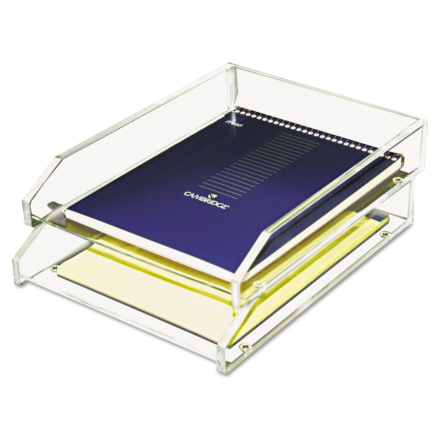 Clear Acrylic Letter Tray, 2 Sections, Letter Size Files, 10.5" x 13.75" x 2.5", Clear, 2/Pack -