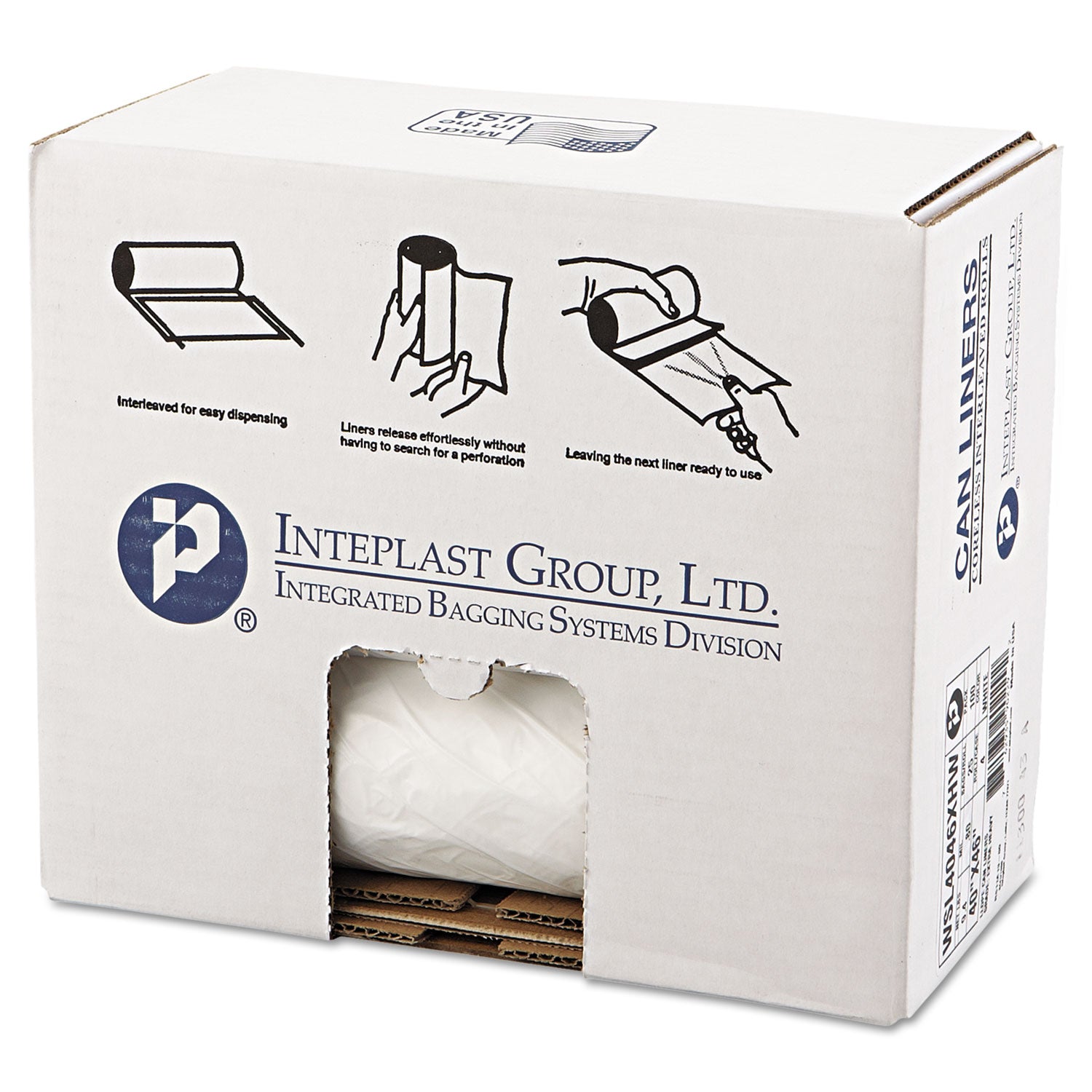 low-density-commercial-can-liners-coreless-interleaved-roll-45-gal-07-mil-40-x-46-white-25-bags-roll-4-rolls-carton_ibssl4046xhw2 - 2