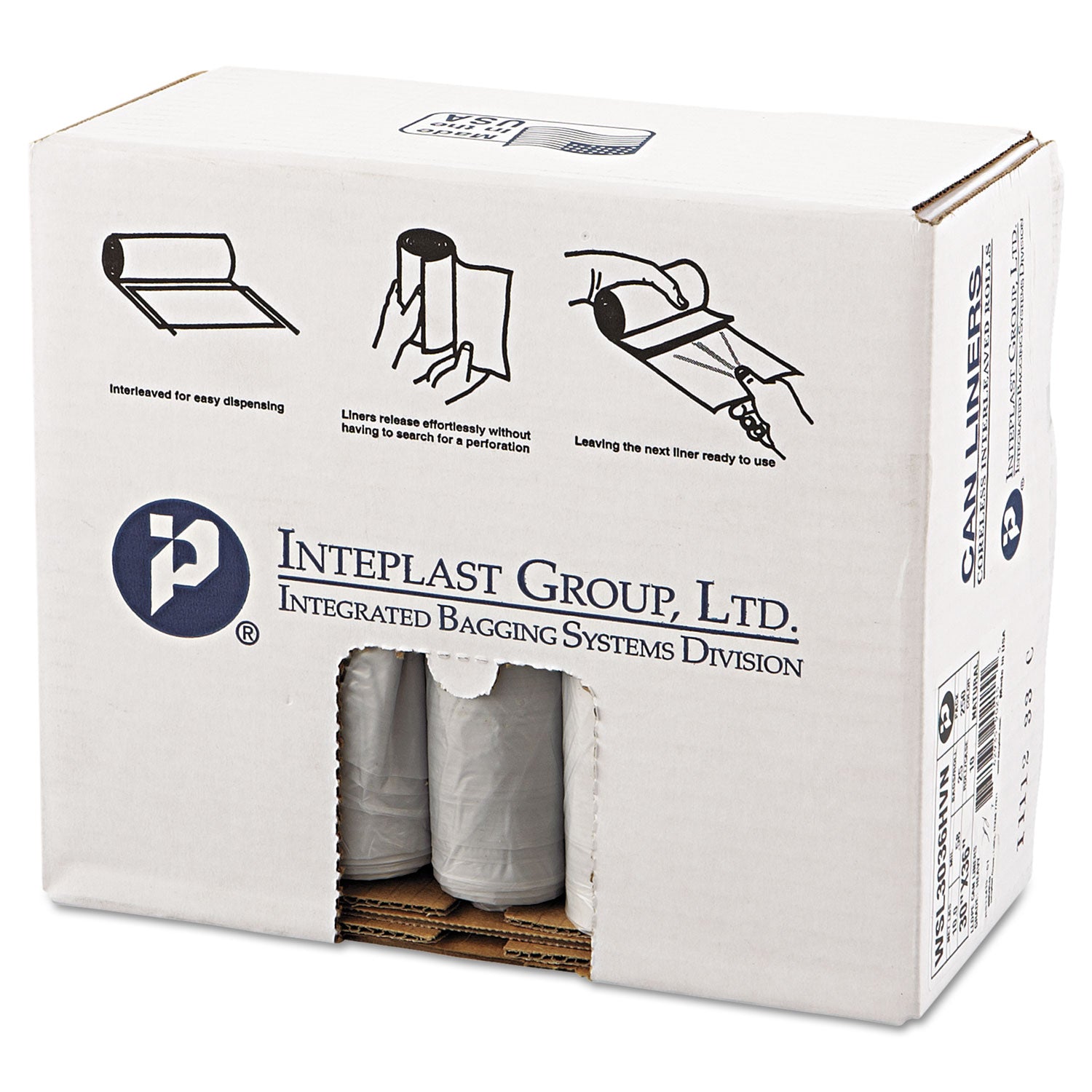 low-density-commercial-can-liners-coreless-interleaved-roll-30-gal-058-mil-30-x-36-clear-25-bags-roll-10-rolls-ct_ibssl3036hvn - 1