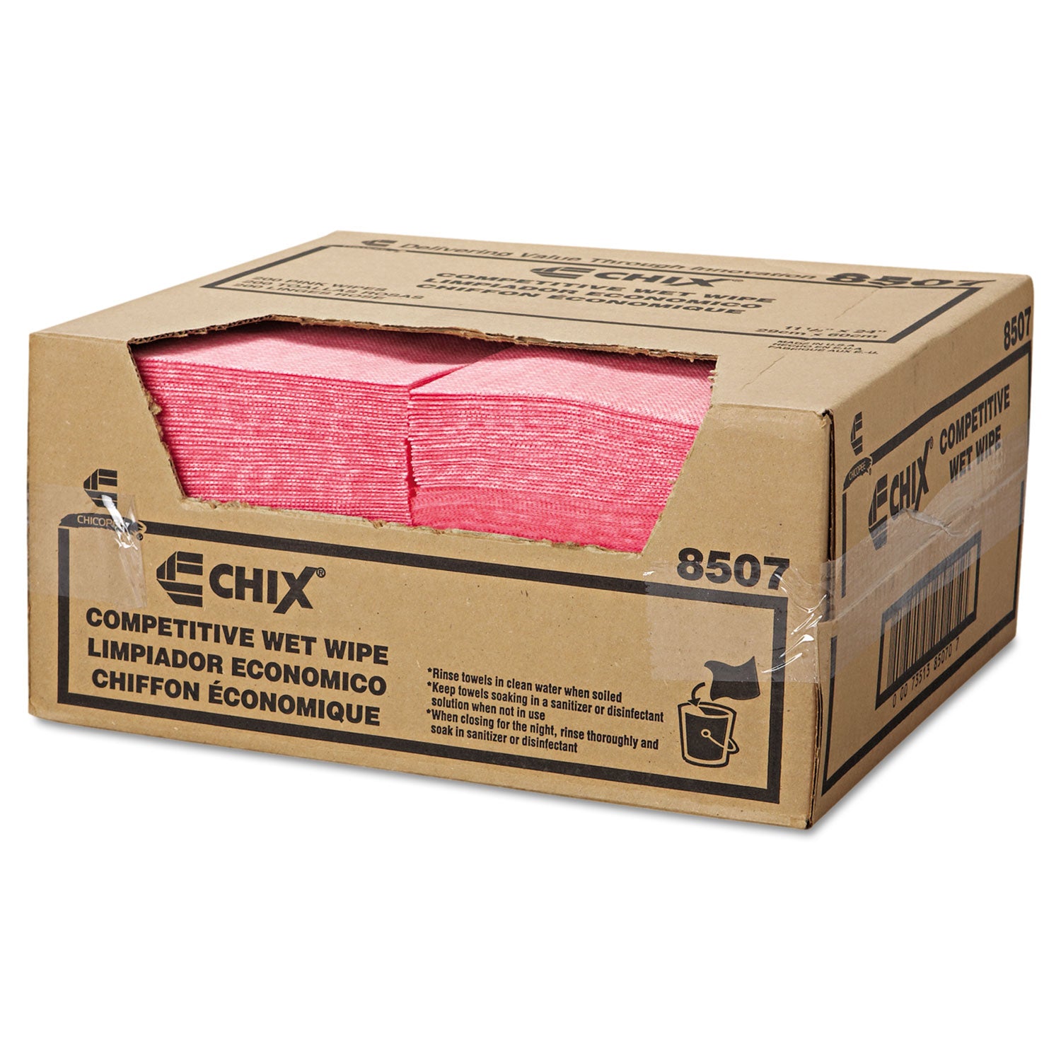 Wet Wipes, 11.5 x 24, White/Pink, 200/Carton -
